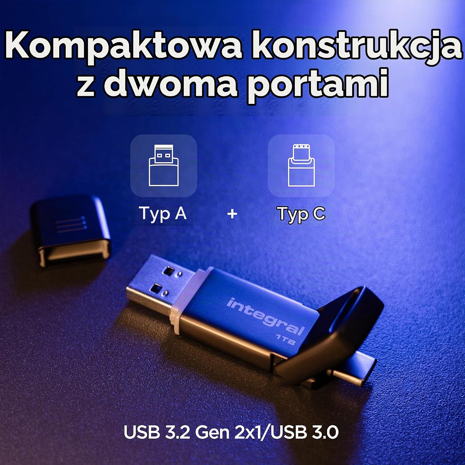 Detalle de Integral SlimXpress Dual 512 GB – pamięć USB-C i USB-A, odczyt do 550 MB/s