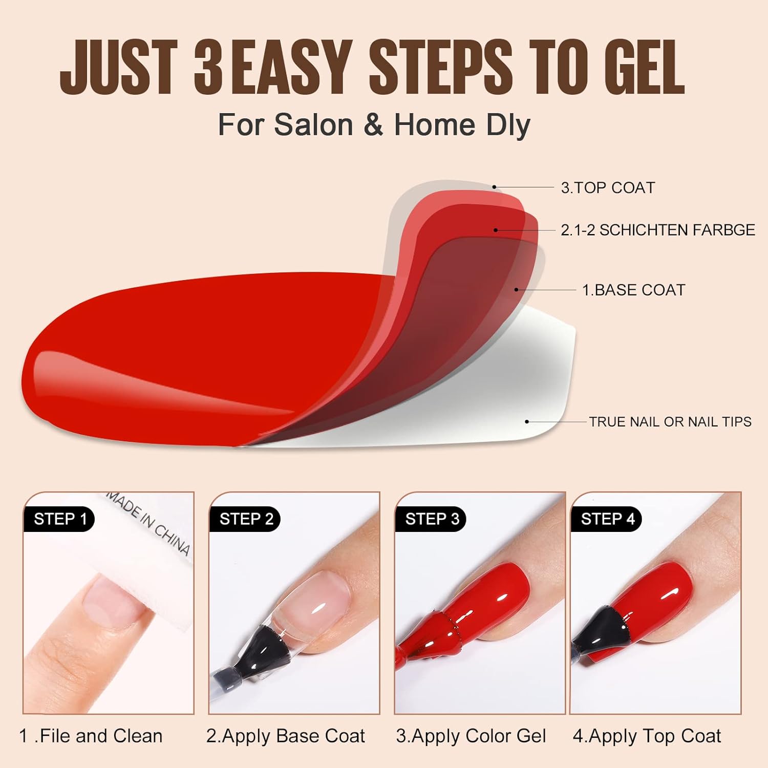 Thumbnail 5 de TOMICCA Base e Top coat semipermanente per unghie gel (soak-off) – kit con base e top coat, 2 x 8 ml