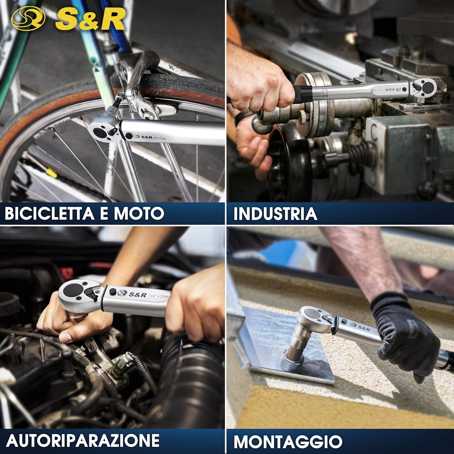 Thumbnail 6 de S&R Chiave Dinamometrica 1/4" Set per Bici e Moto (5–25 Nm) con 6 inserti Allen e Torx