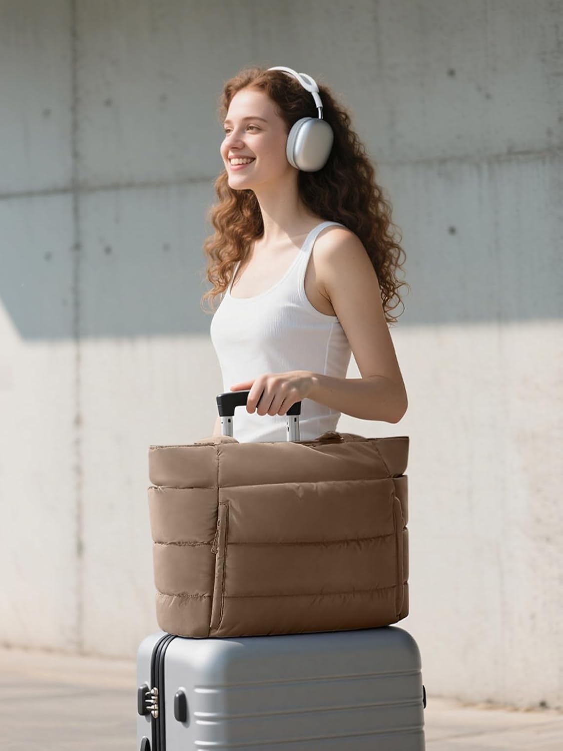 Detalle 2 de Bagstellar Puffer Tote Bag with 15.6-Inch Laptop Sleeve