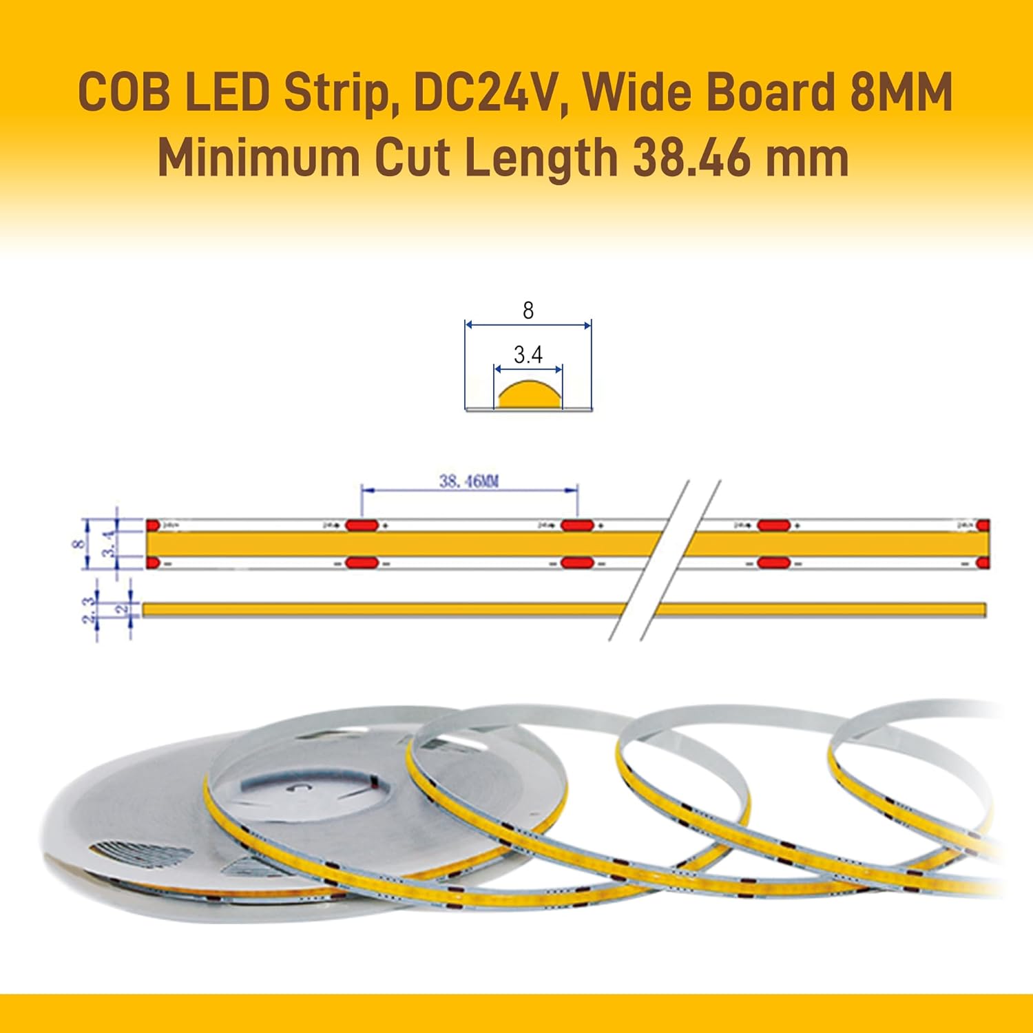 Thumbnail 3 de FUIQI COB LED Strip Light 10M, 24V Dimmable with App & Remote, Natura White 4000K