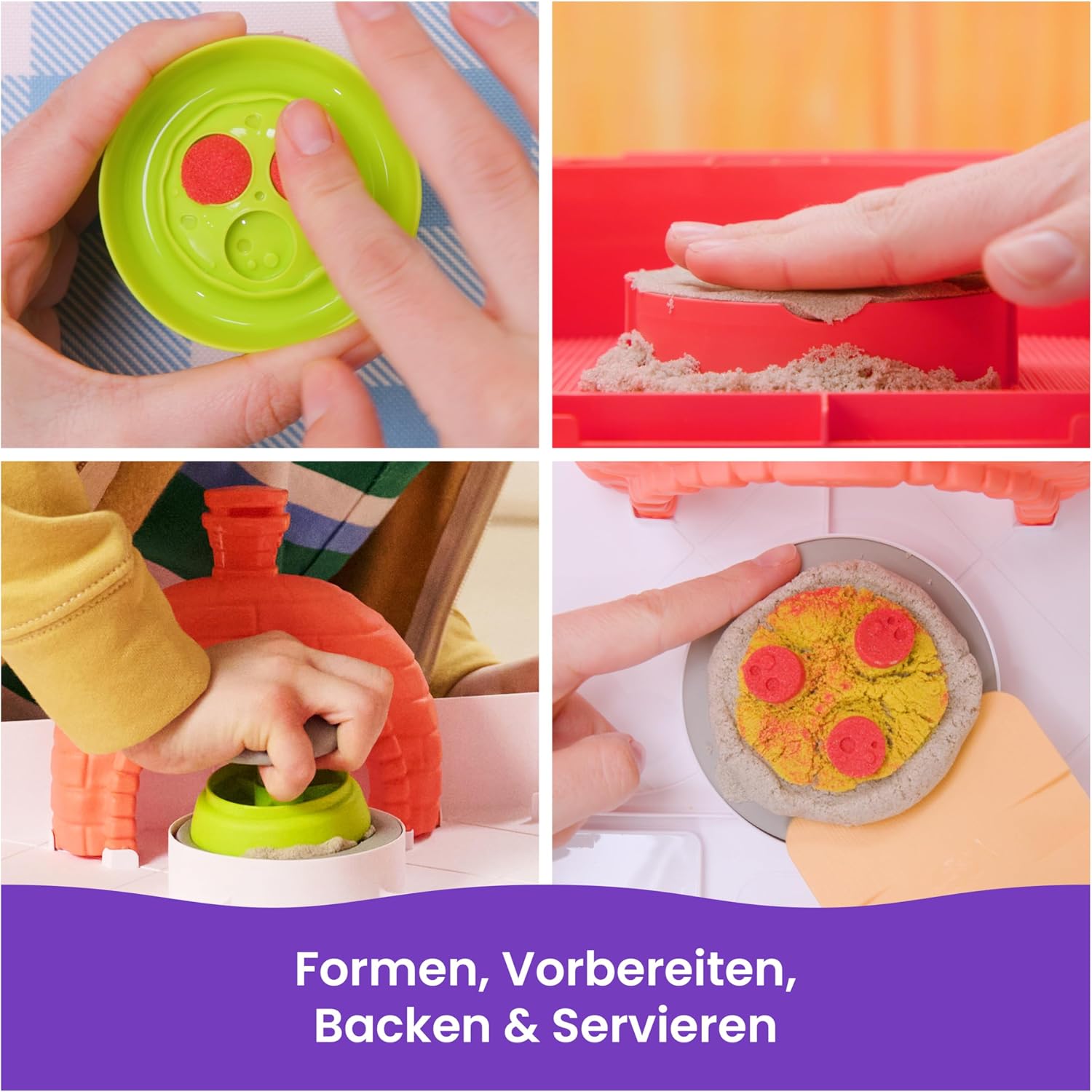 Detalle 2 de Kinetic Sand Squish Pizza Set 453 g 🍕