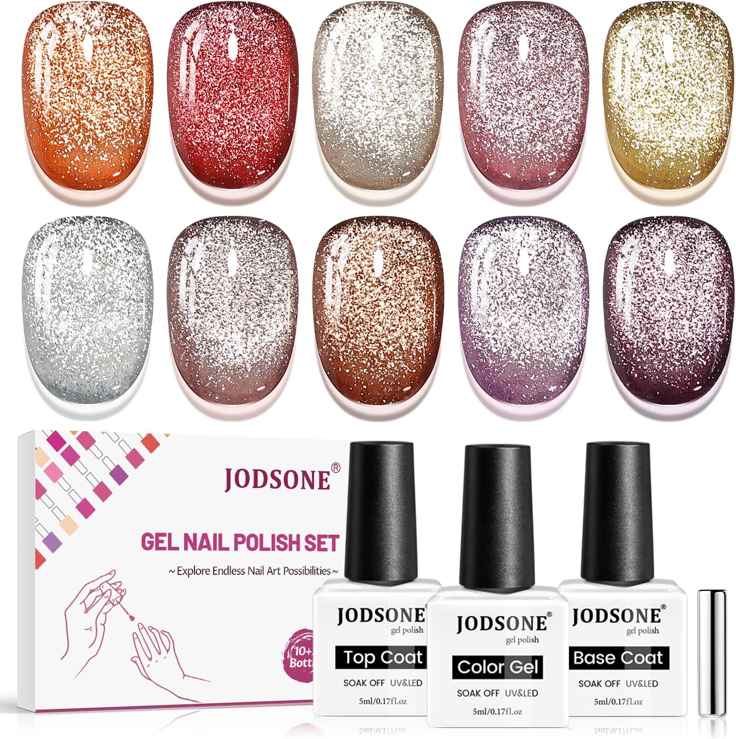 Detalle de Cat Eye Gel set di smalti per unghie con magnete: 10 colori ad effetto occhio di gatto