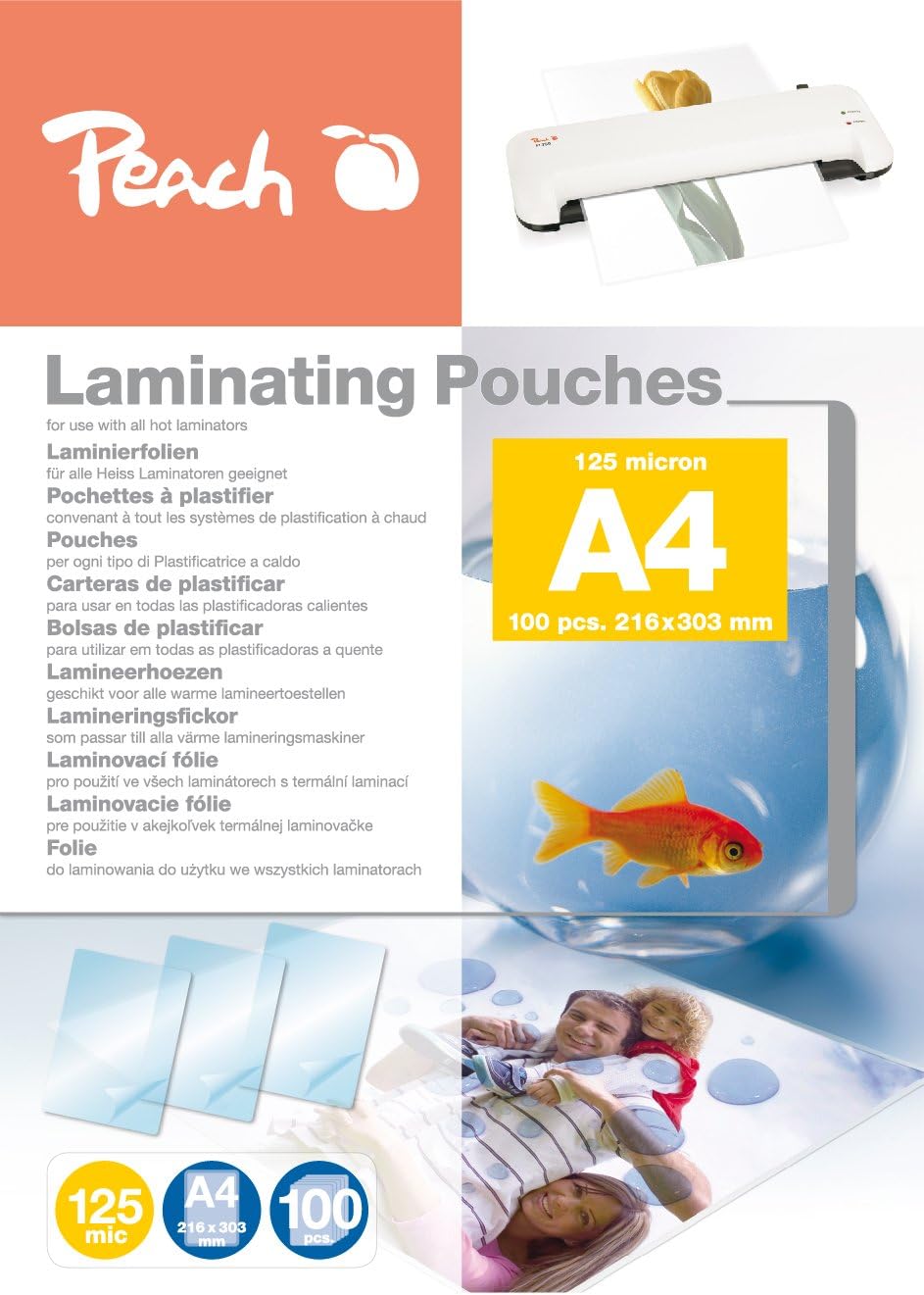 Detalle 2 de Peach Laminierfolien A4 125 mic, 100 Pouches