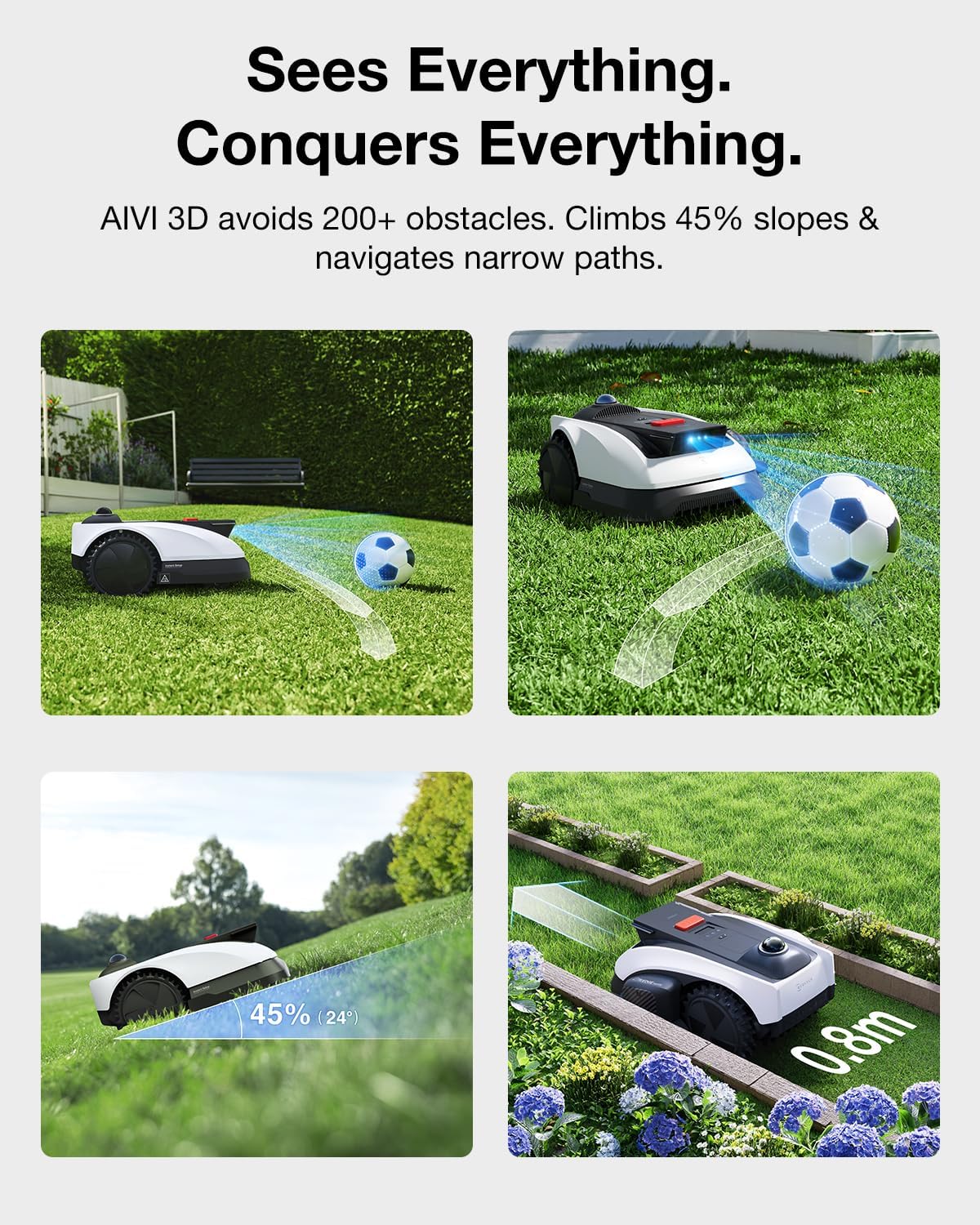 Detalle de ECOVACS GOAT O1200 LiDAR Pro robotic lawn mower with app control (up to 180m²/h)