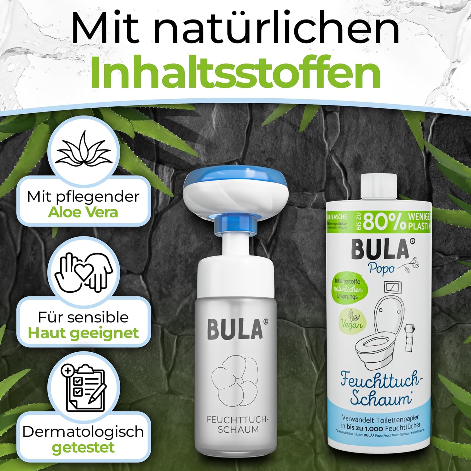 Thumbnail 4 de BULA Popo Öko Glas Bundle – Feuchttuch-Schaum Starterset mit Glasflasche & Nachfüll-Flasche