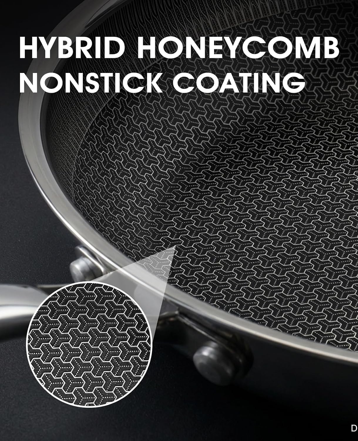 Detalle 2 de USELUCK Hybrid Nonstick Frying Pan Set, 8/10/12-Inch, Induction Compatible