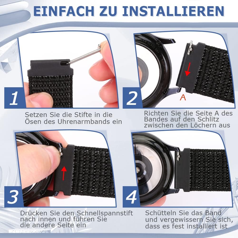 Thumbnail 2 de Runostrich Nylon Armband 18–24 mm: atmungsaktives Sportarmband mit Klettverschluss