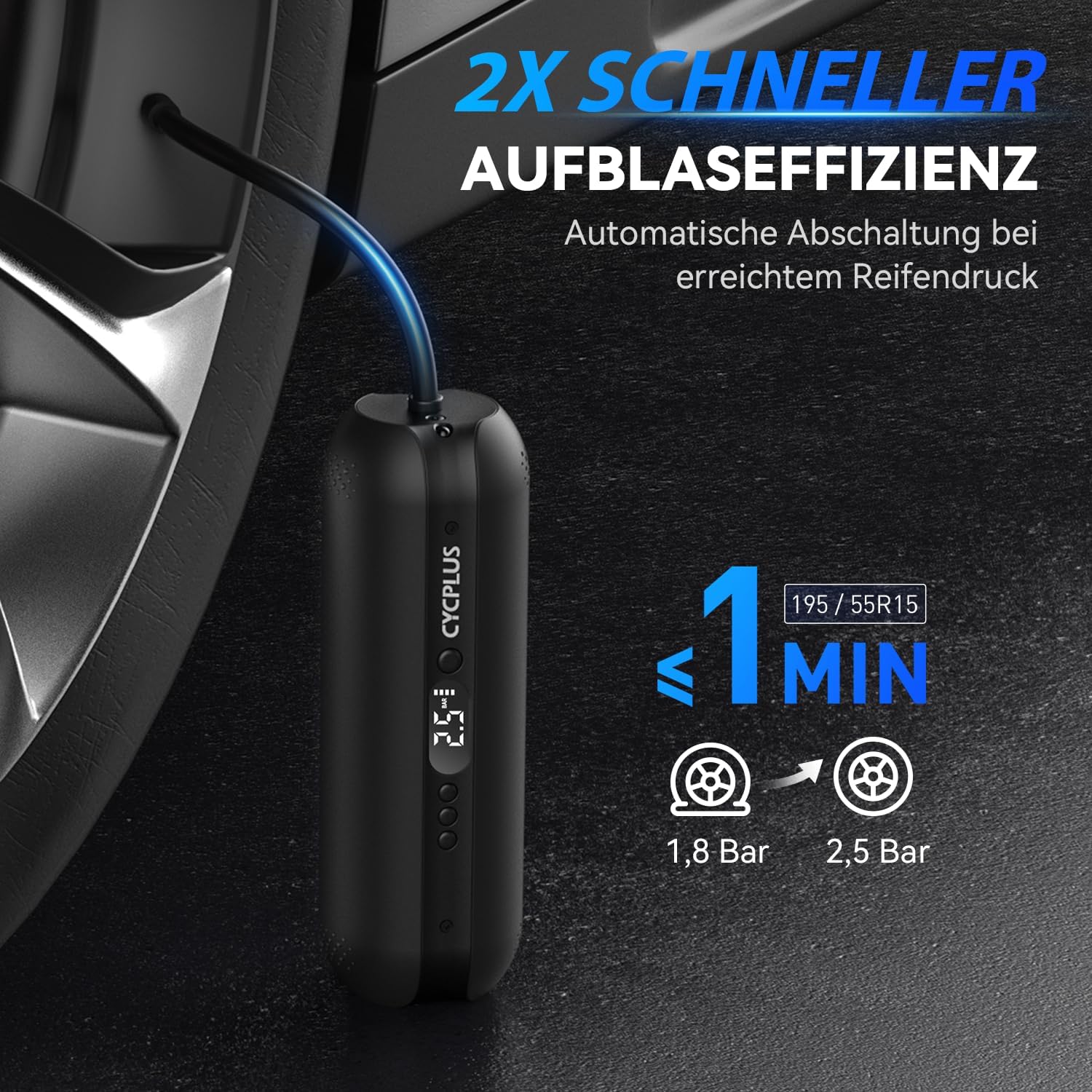 Thumbnail 1 de CYCPLUS AL1 Reifenpumpe 12V DC/AC 2‑in‑1