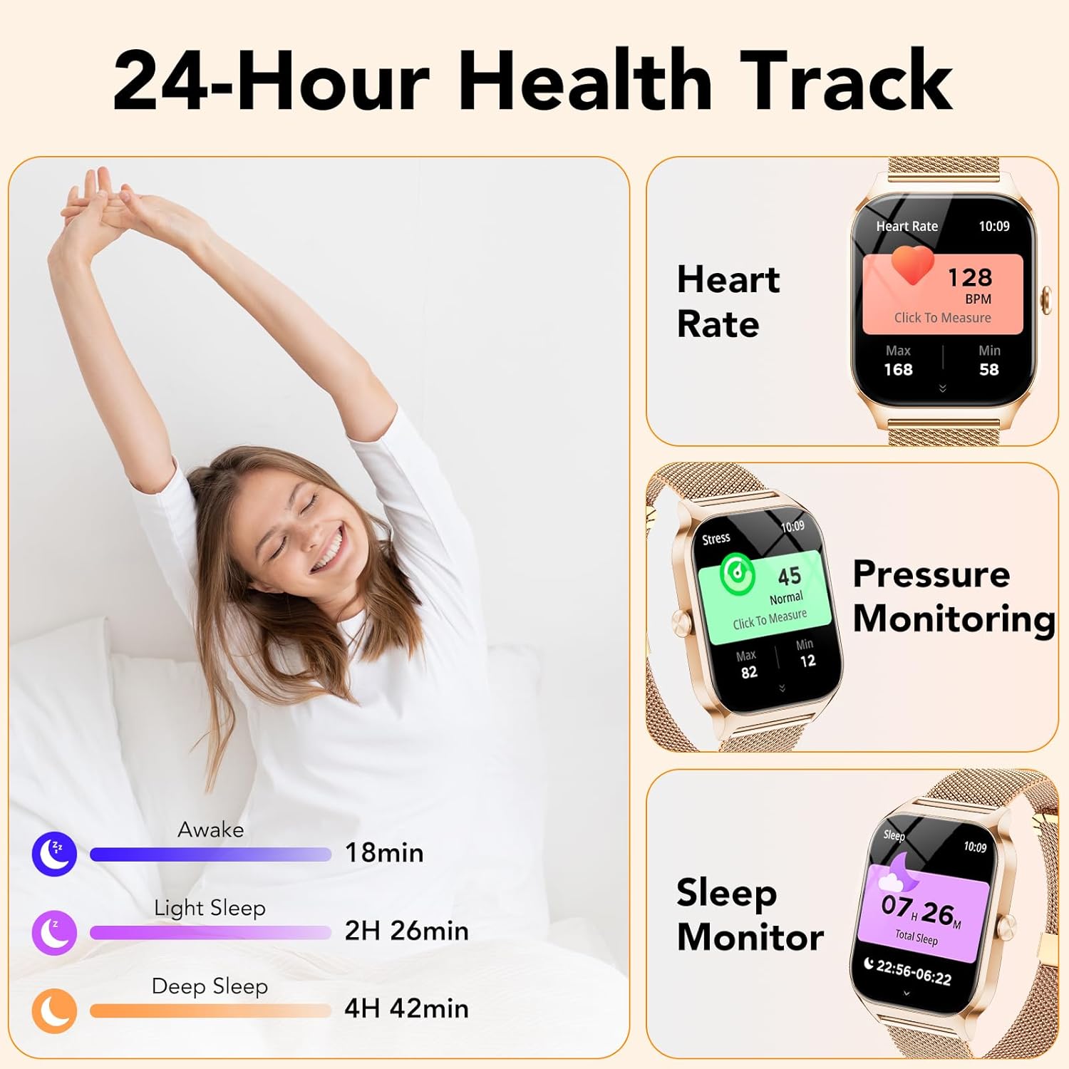 Thumbnail 5 de Women’s Smart Watch with Call Answer/Make, 1.85" HD Screen, 120+ Sport Modes, IP68