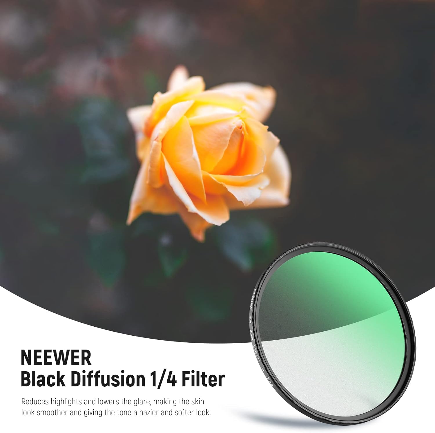 Thumbnail 1 de NEEWER 58mm Black Diffusion 1/4 Filter for Portraits