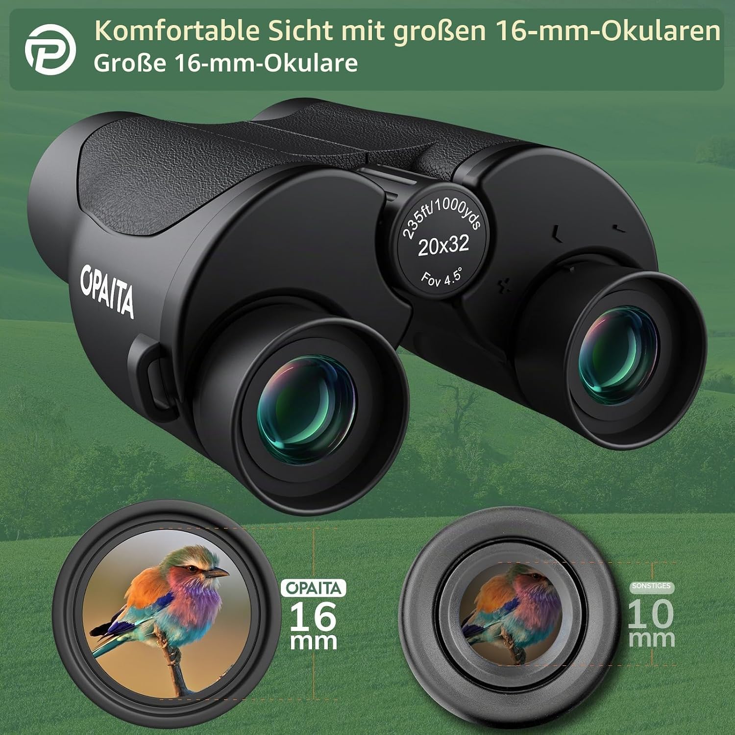 Detalle 2 de Opaita 20x32 Kompaktfernglas für Vogelbeobachtung