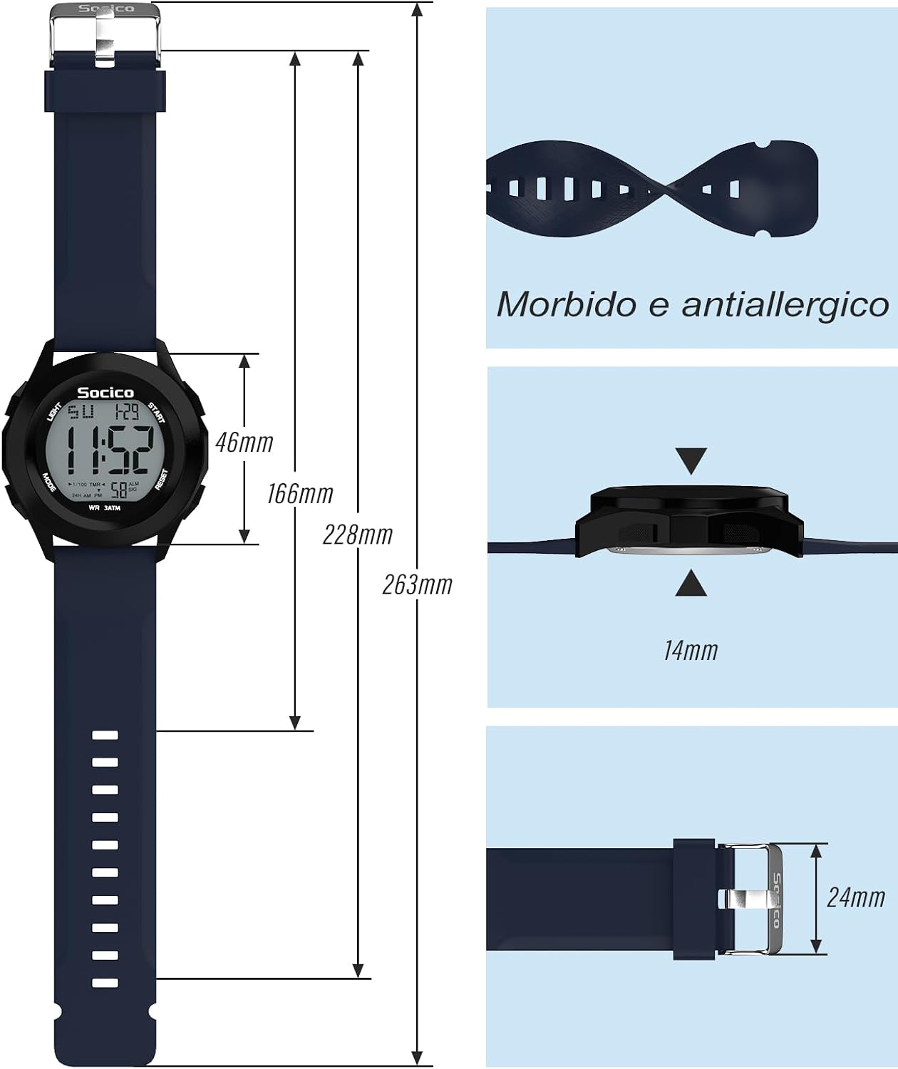Detalle 1 de SOCICO Orologio Digitale Sportivo 50m