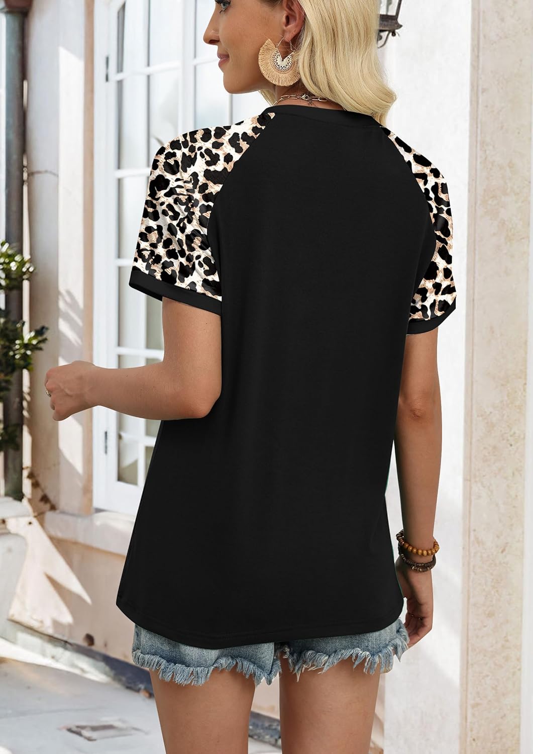 Detalle de WIHOLL Women’s Color Block Raglan Short Sleeve Summer Top