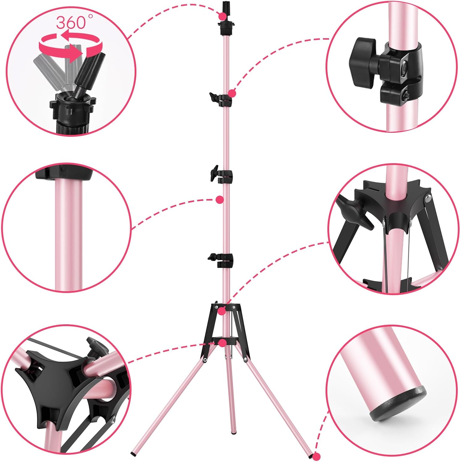 Thumbnail 3 de Pet Baby Mannequin Head Stand Adjustable, Pink 🎓
