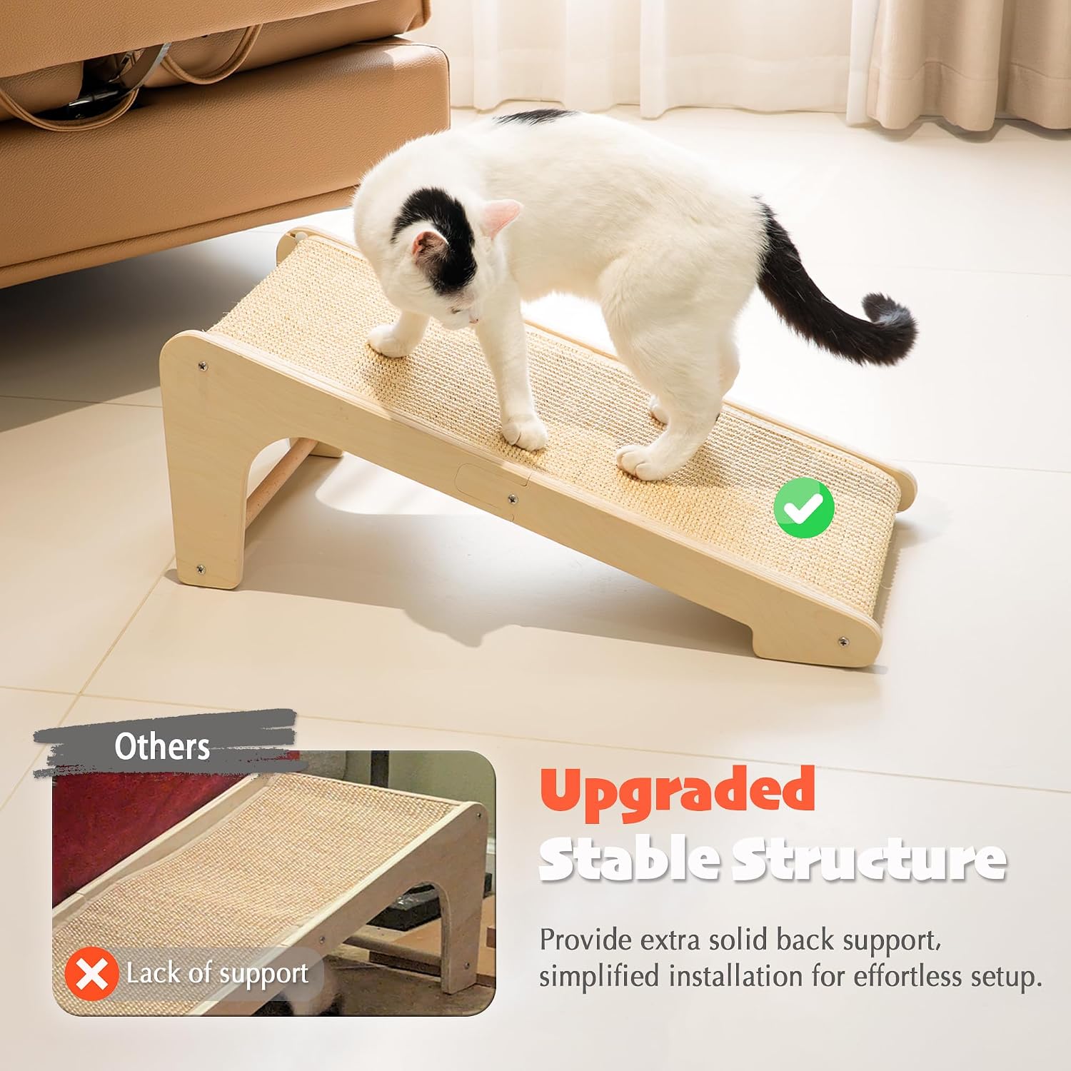 Detalle 2 de PETKARAY L-Shaped Sisal Cat Scratcher 64 cm 🐱
