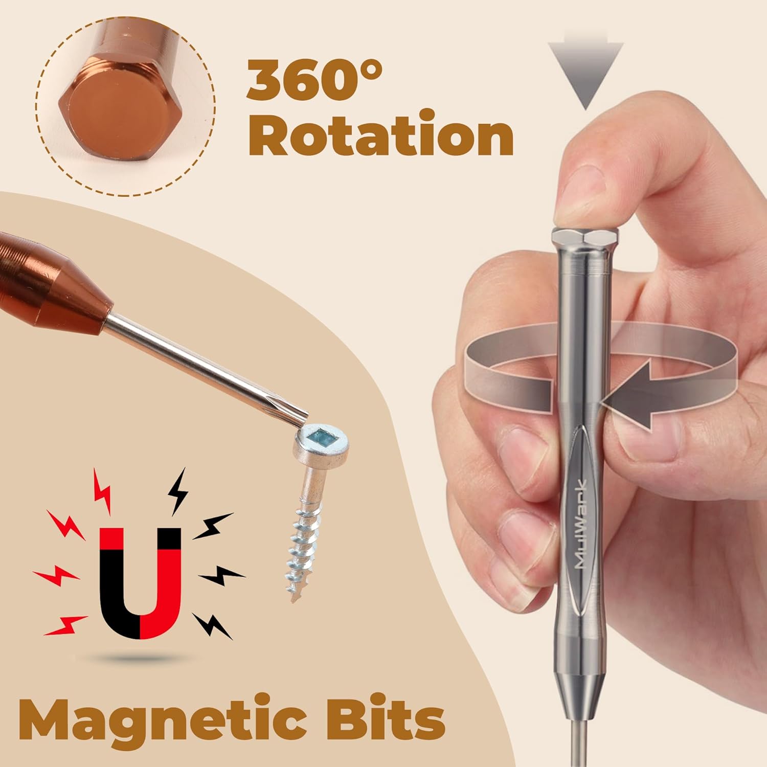 Thumbnail 2 de MULWARK 8pc Mini Screwdriver Set (Magnetic Torx Precision Kit) for Electronics, Watches & Eyeglasses