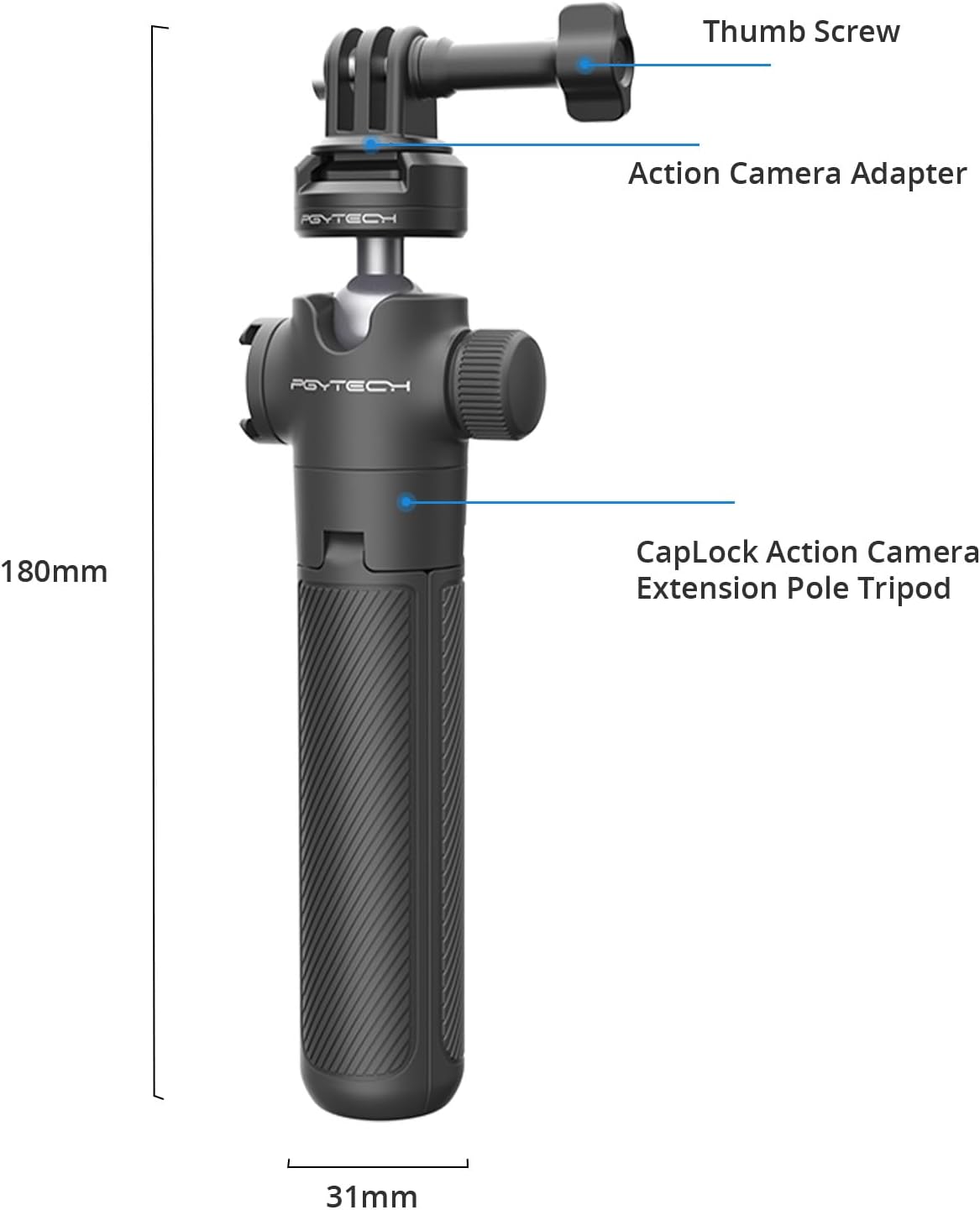 Detalle de PGYTECH CapLock Extension Pole Mini Tripod – Versatile One-Stop Selfie and Tripod Solution