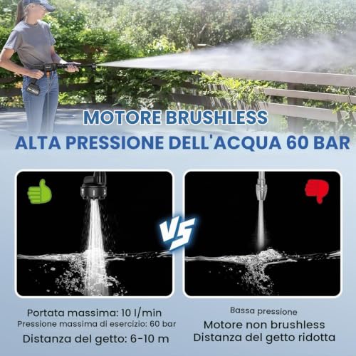 Thumbnail 6 de Idropulitrice a Batteria Purova 60 Bar, 21V, 4,0 Ah – kit completo