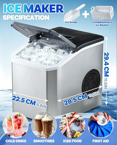 Detalle de Evolpor Ice Maker Machine Countertop: Fast, Flexible Ice for Home and On the Go