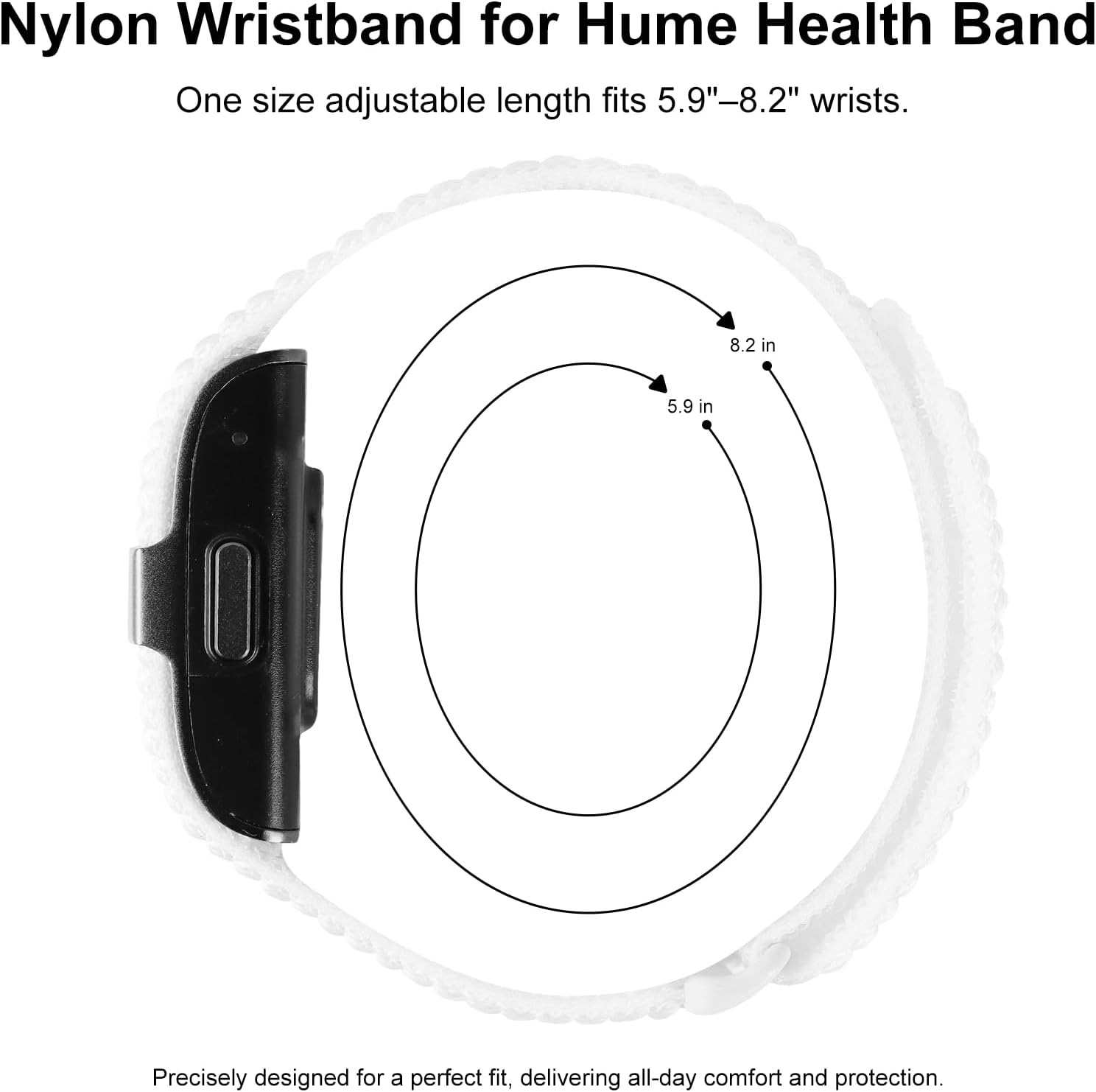 Detalle de Polyjoy Replacement Strap for Hume Health Band – Breathable Nylon Loop Wrist Band