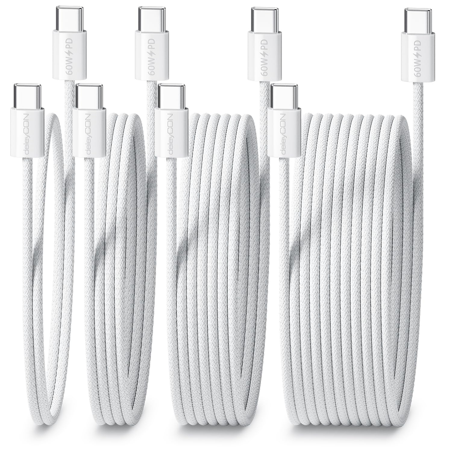 Thumbnail 1 de deleyCON 60W USB-C Kabel Set (4er Pack, 0,5m–3,0m) mit Power Delivery 3.0