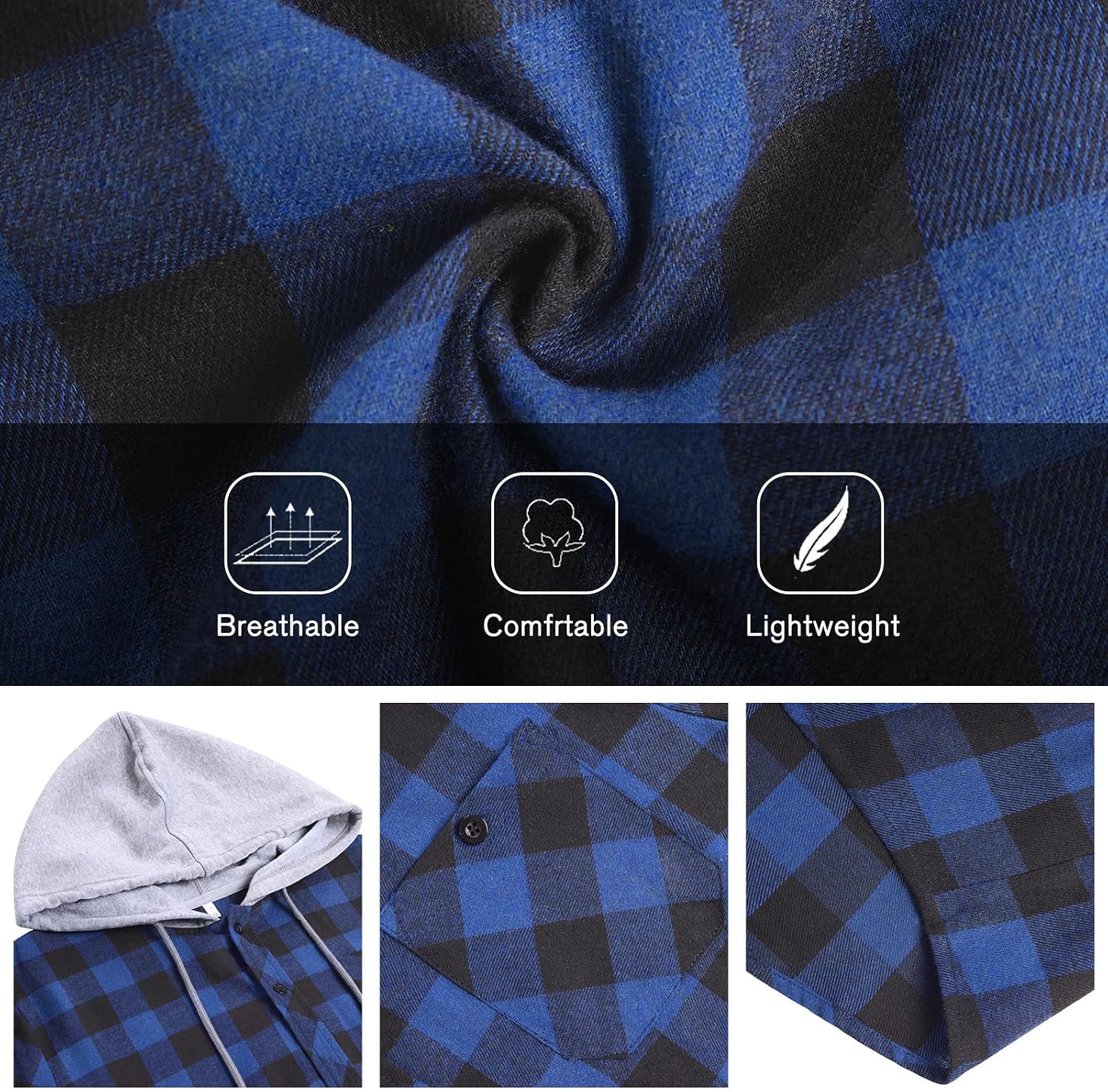 Thumbnail 4 de CTU Lightweight Plaid Hooded Shirt with Pocket: A Practical Everyday Layer