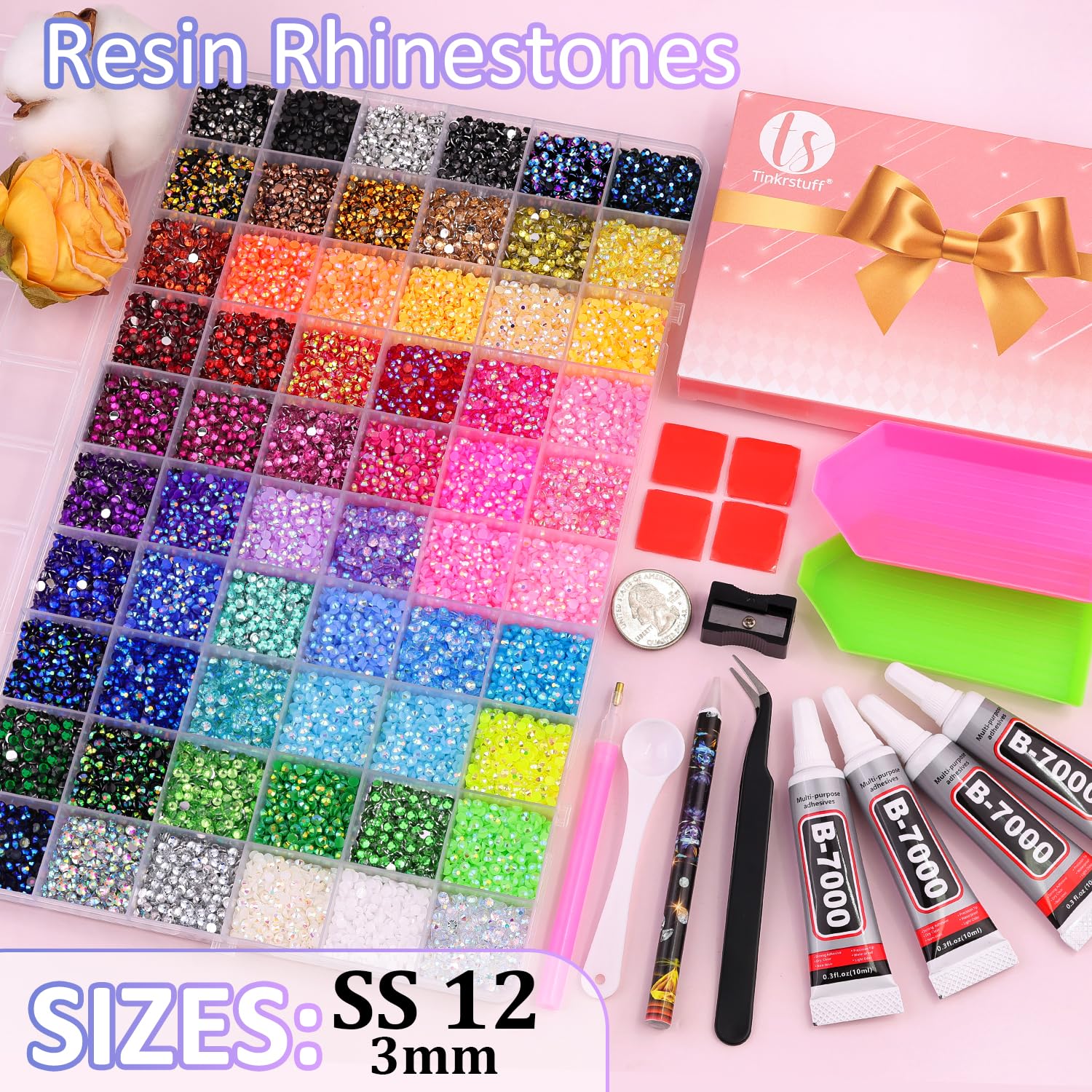 Detalle de TINKRSTUFF TS60GEDHZTGZJJ001 Rhinestone Bedazzling Kit, 60 Colors