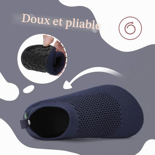 Thumbnail 4 de SAGUARO Chaussons Maison Enfants – Pantoufle antidérapante en caoutchouc, bleu marine (28/29 EU)