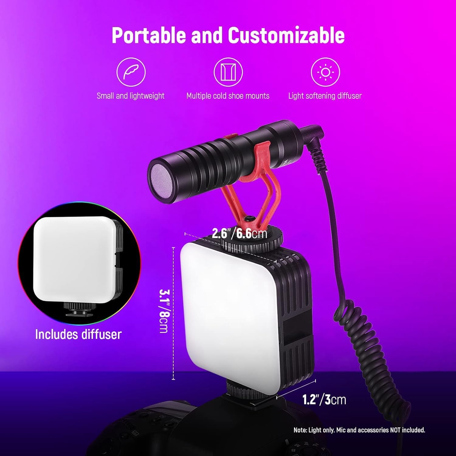 Detalle de NEEWER RGB61 Magnetic RGB Camera Light 2000mAh
