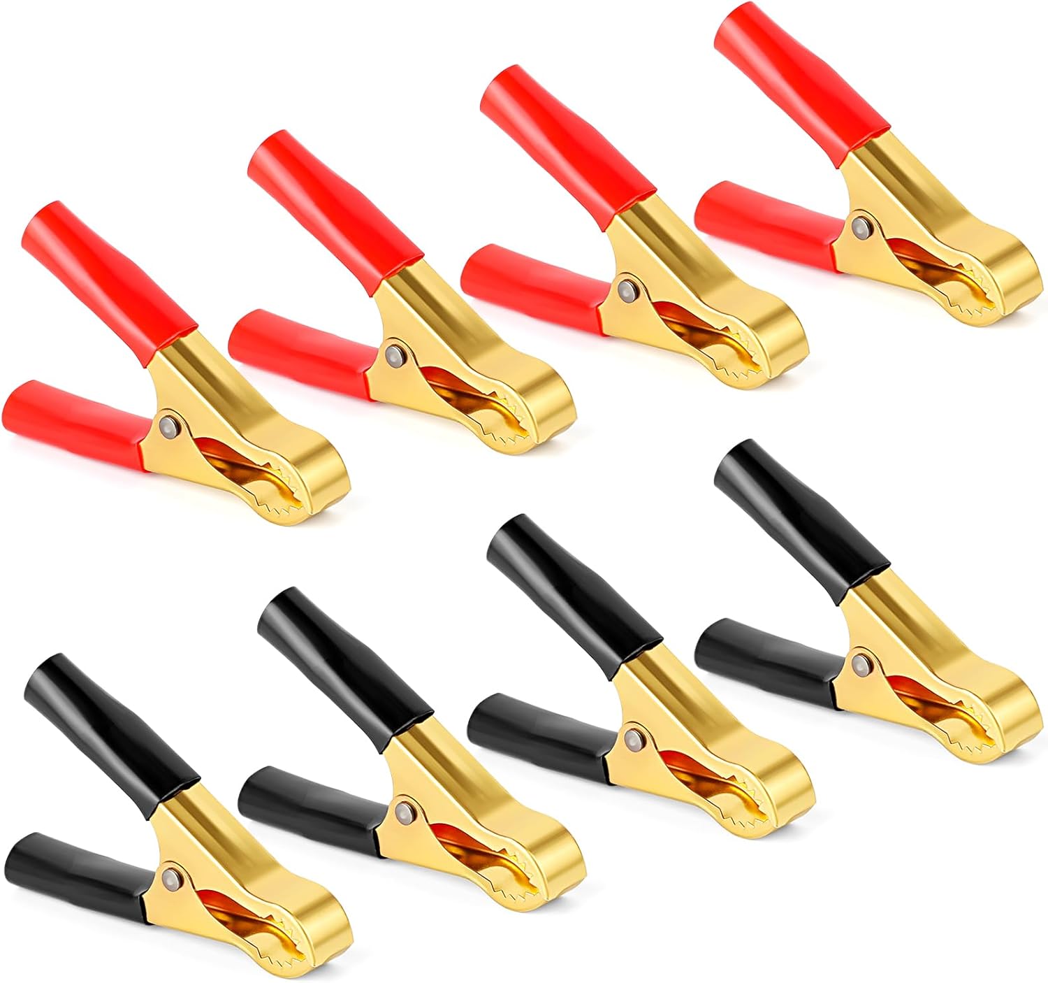 Nadisean 8Pcs 50A Jump Lead Clamps — Heavy Duty Copper Crocodile Clips (80mm, Red & Black)