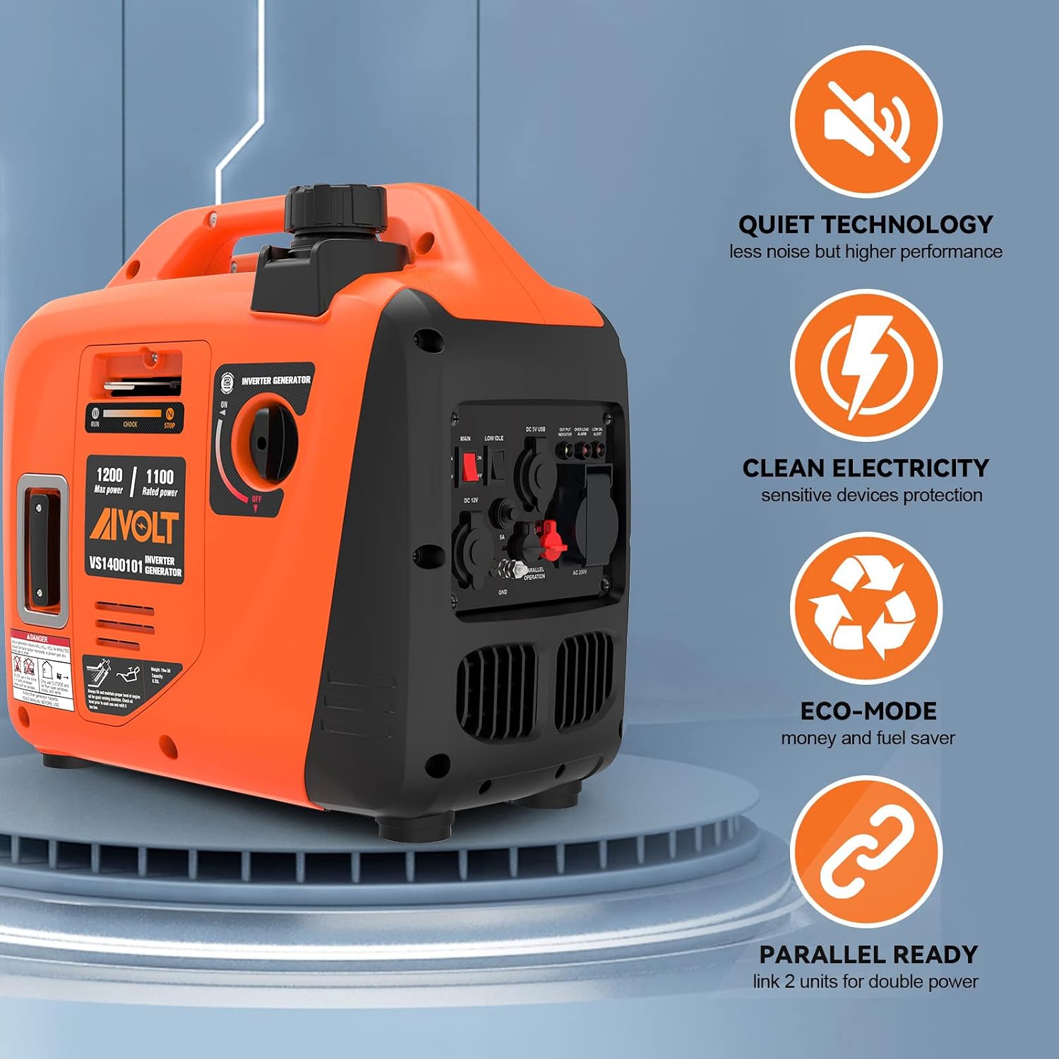 Detalle de AIVOLT 1200W Petrol Inverter Generator 1200W ๐
