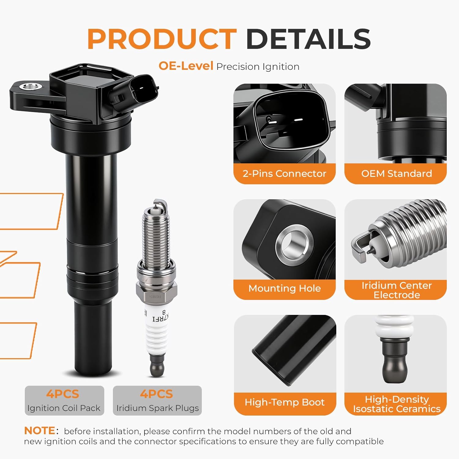 Thumbnail 5 de Autoexact Ignition Coil Pack and Iridium Spark Plugs Kit for Hyundai/Kia 1.8L-2.0L (6-Set)