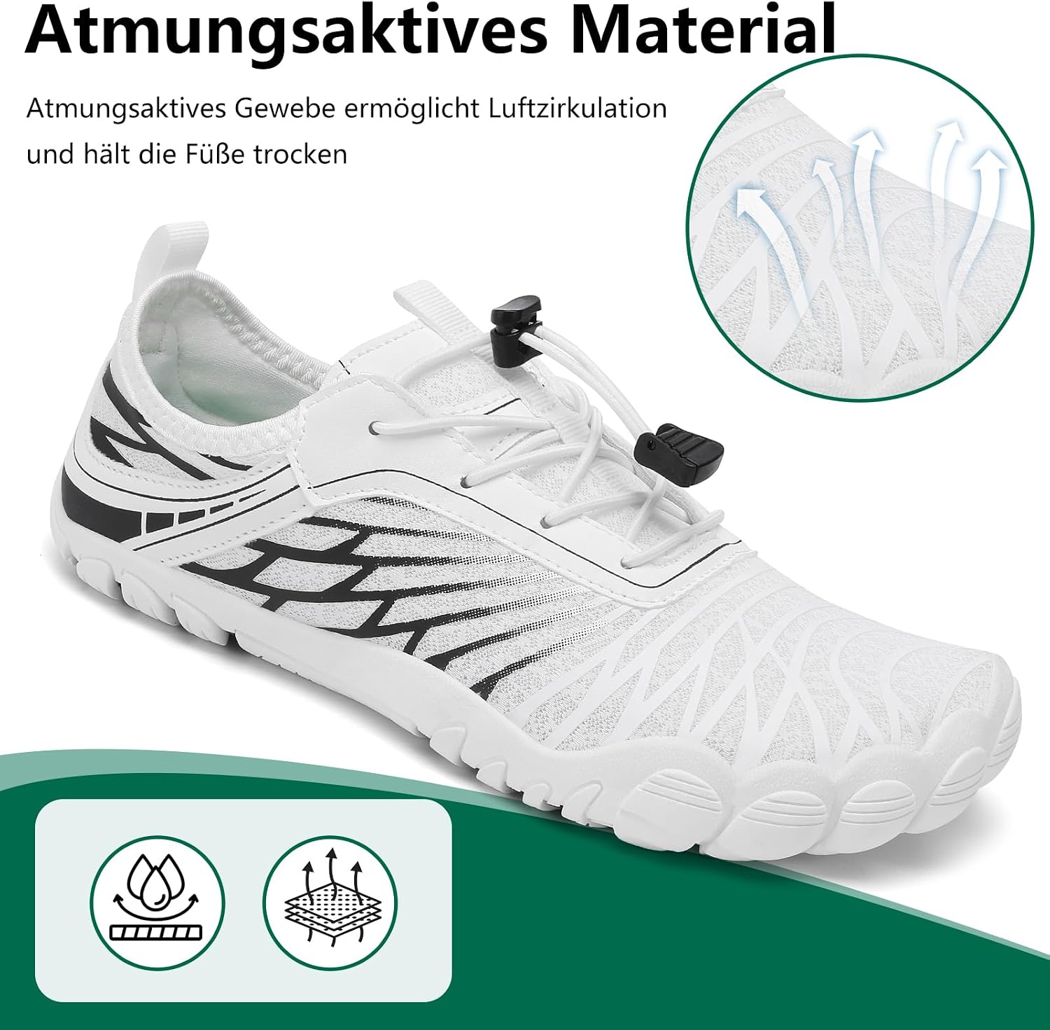 Detalle de SAGUARO Damen Barfußschuhe Leichtes, atmungsaktives Wasserschuh-Extra mit breiter Zehenbox (Gr. 35–43)