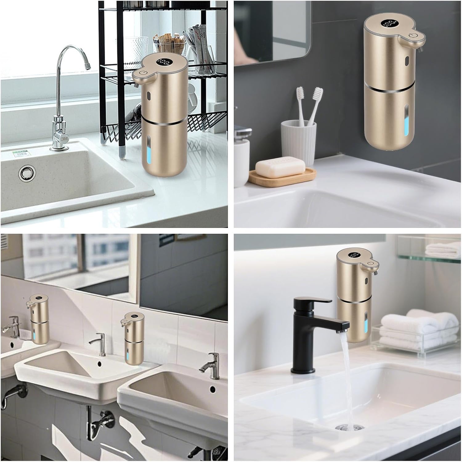Thumbnail 6 de OHIFAST OFASDGDP18F Touchless Foaming Soap Dispenser, Gold, 380 mL