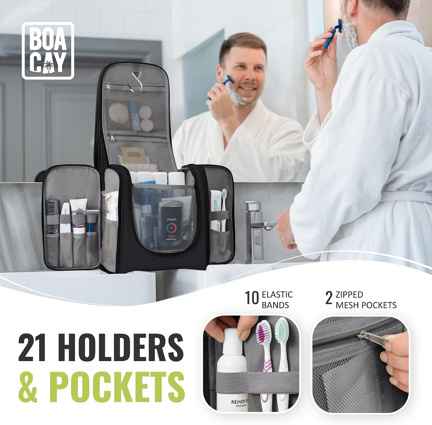 Detalle de BOACAY Extra Large Hanging Travel Toiletry Bag 29.5cm