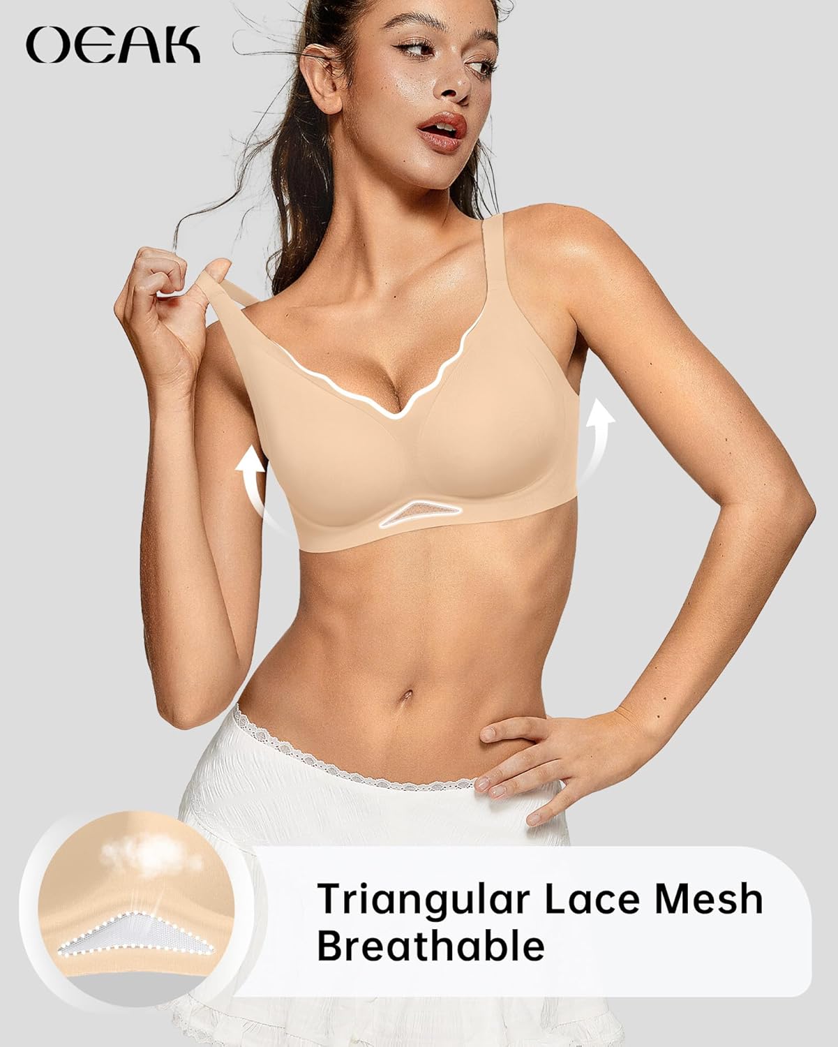 Detalle 2 de OEAK Womens Wireless Push-Up Bralette — Seamless Comfort