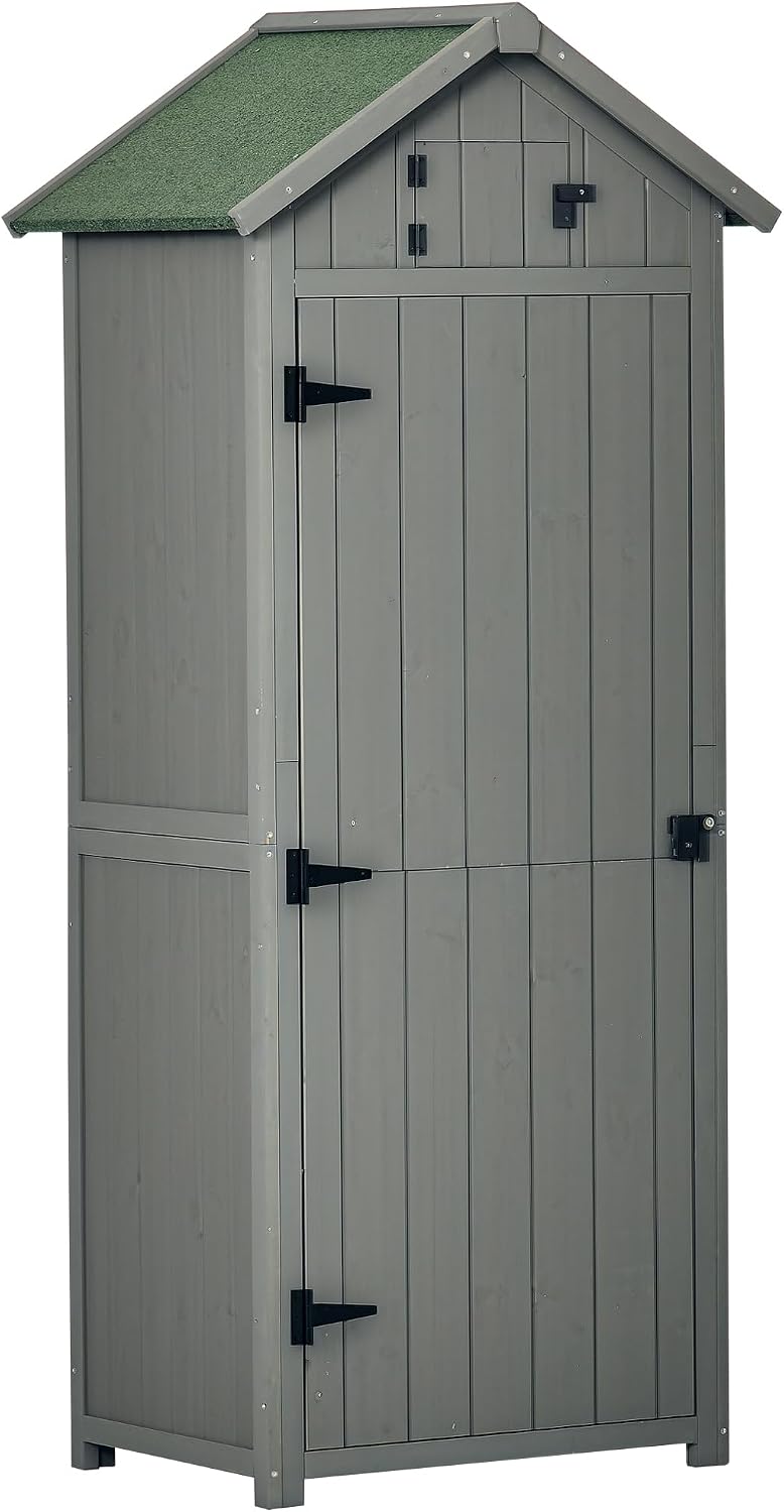 Detalle de Outsunny 845-209V01 tuinkast van hout met 3 planken en bitumendak