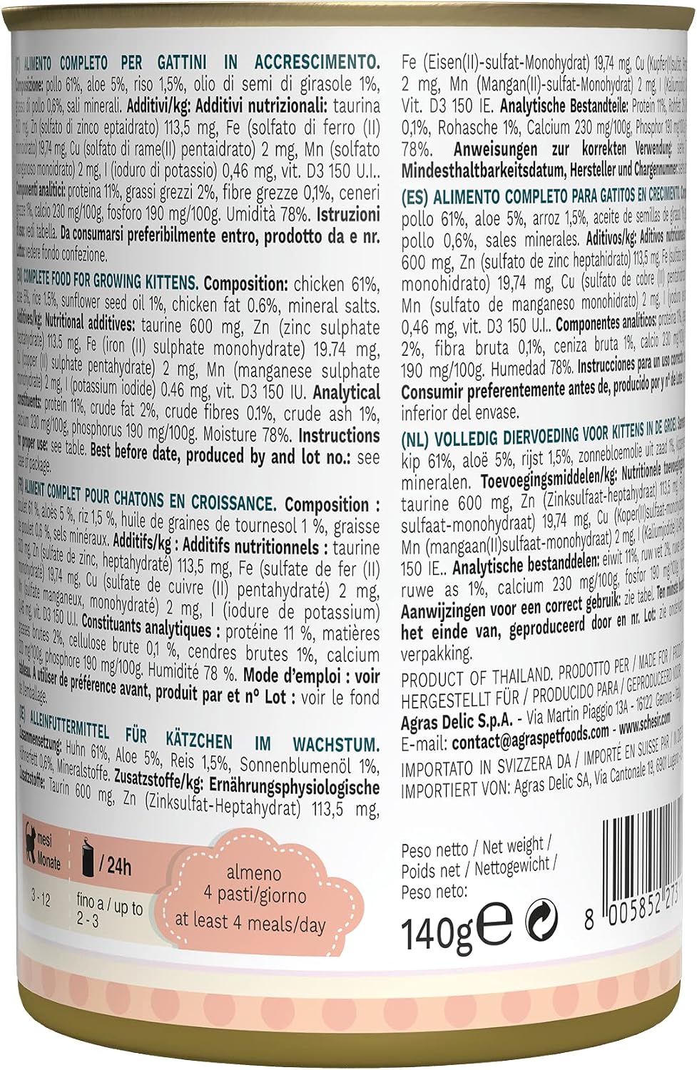 Detalle de Schesir Cat Kitten Tonno – Cibo Umido per Gattini, 20 Sacchetti da 85 g