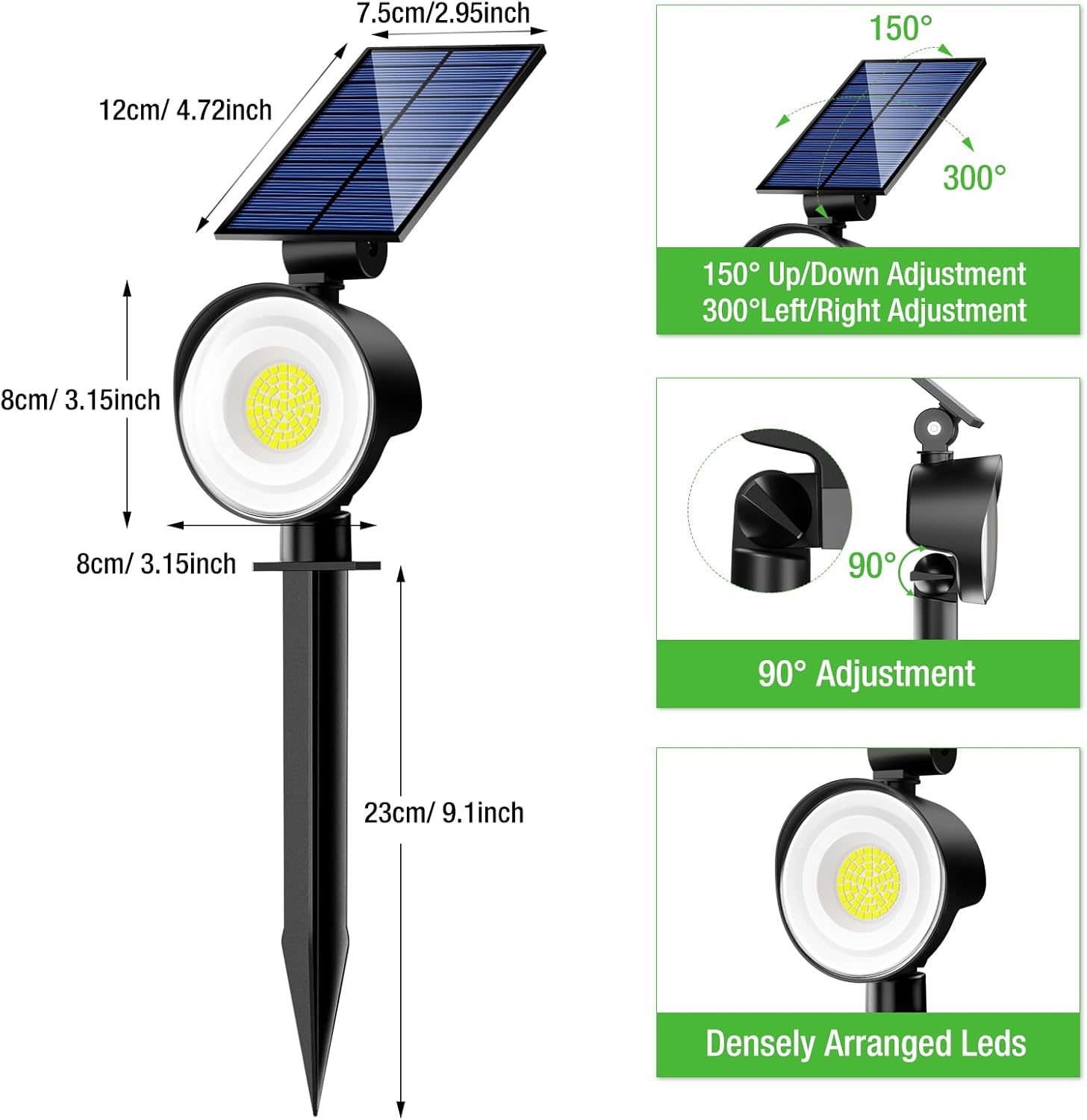 Detalle de nipify Faretti Solari a Led da Esterno: 3 Modalità, impermeabili e facili da installare
