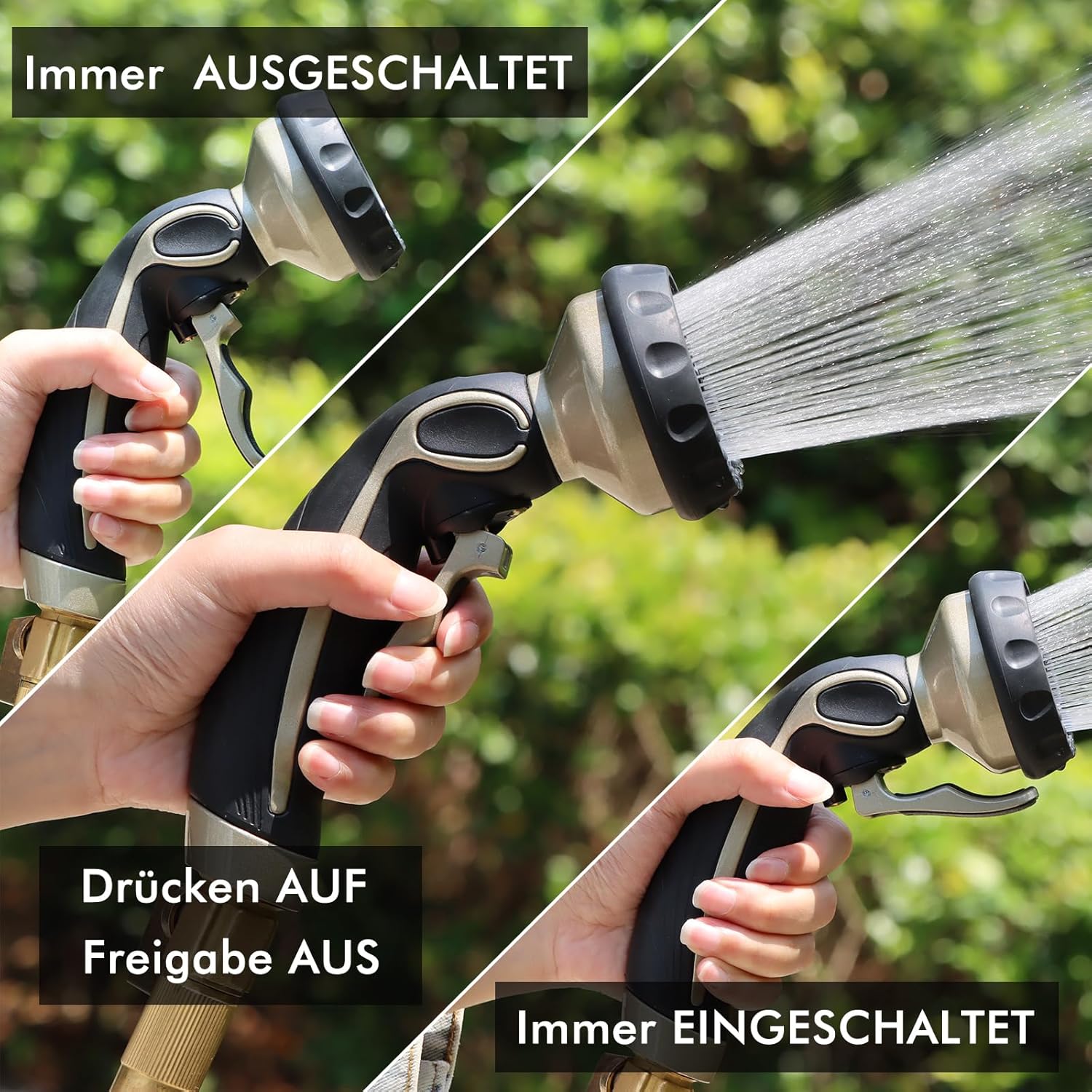 Thumbnail 1 de RESTMO Gartenbrause Metall – robuste Hochdruck-Gartenschlauchdüse mit Self-Lock, 9 Sprühmuster