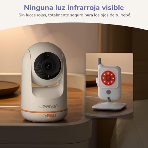 Detalle de jeeber 2K/3MP WiFi Cámara Vigilancia Bebe con App Movil y pantalla 5" IPS