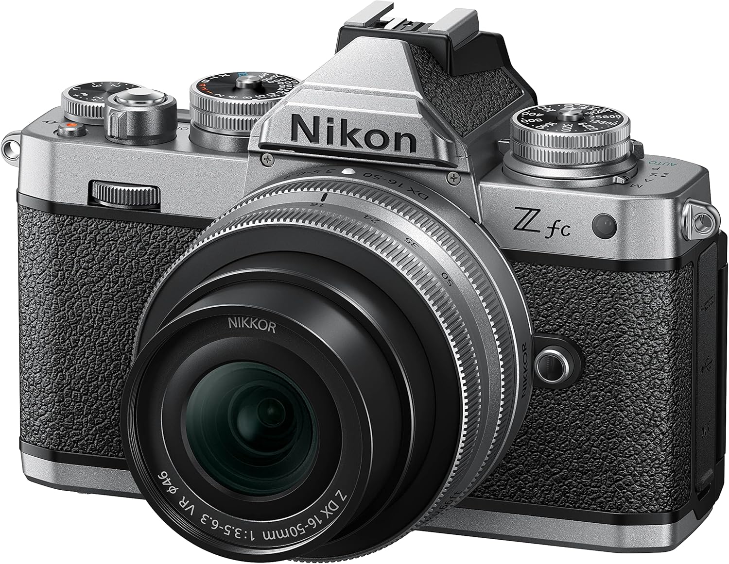 Detalle de Nikon Z fc 16-50 VR + 50-250 VR + Lexar 64GB: stile retrò, prestazioni moderne