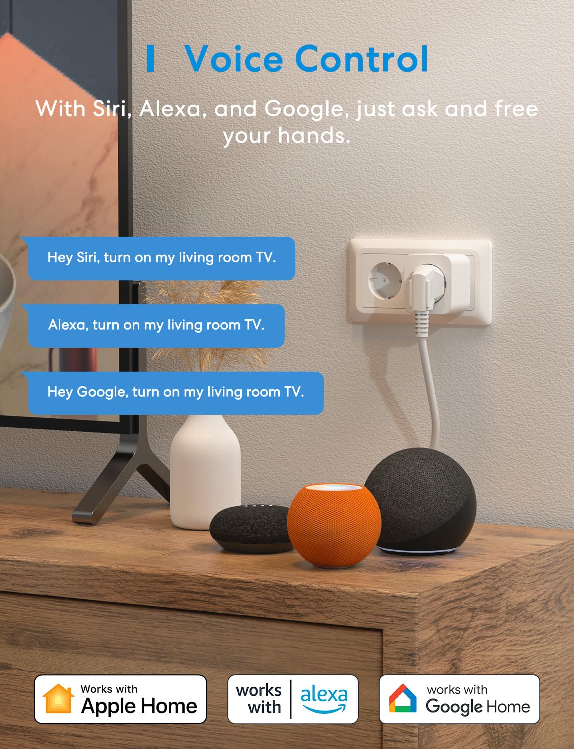 Thumbnail 2 de meross Smart WLAN Steckdose mit Strommessung (16A) – WiFi, Alexa & HomeKit, 2er-Set