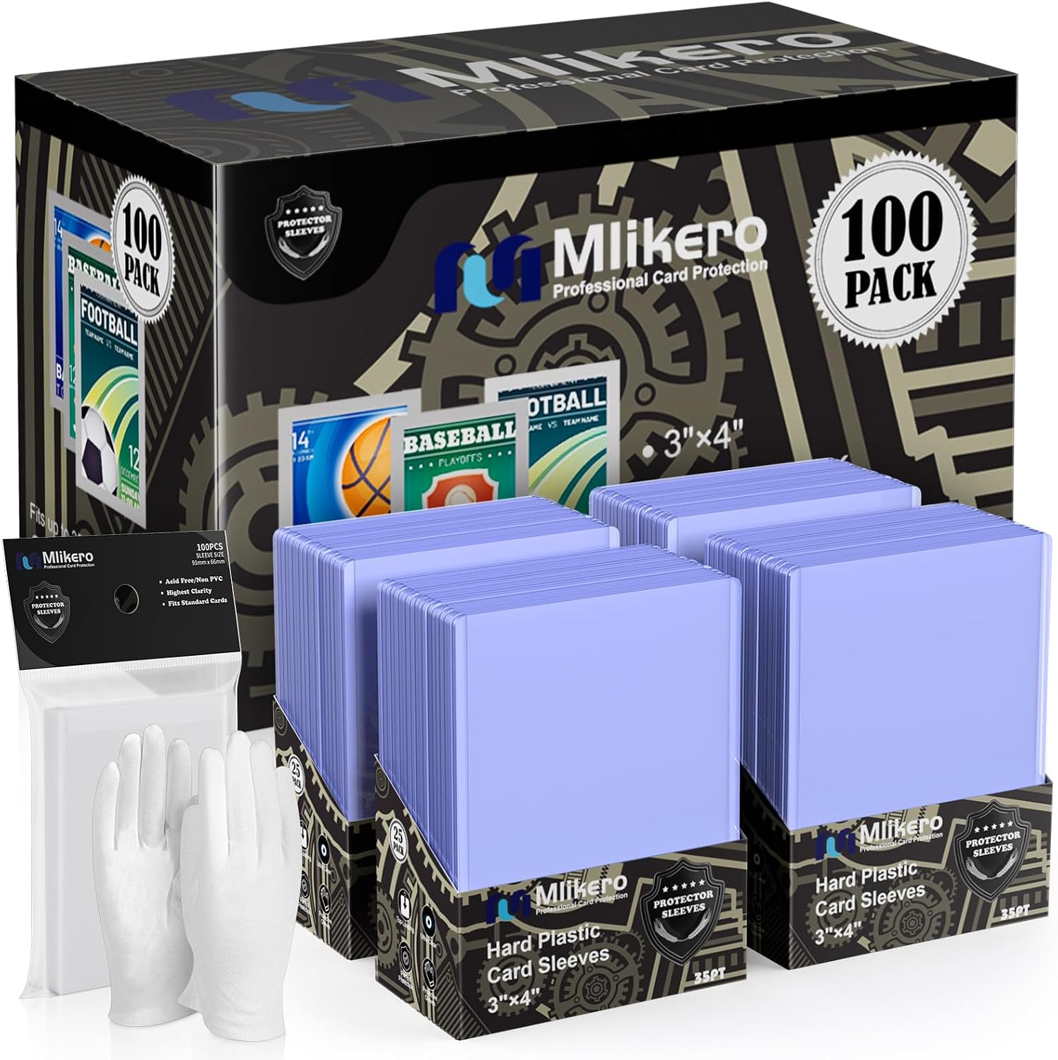 Detalle de Mlikero 200 Card Sleeves, 3" x 4" Hard Protectors and Soft Sleeves