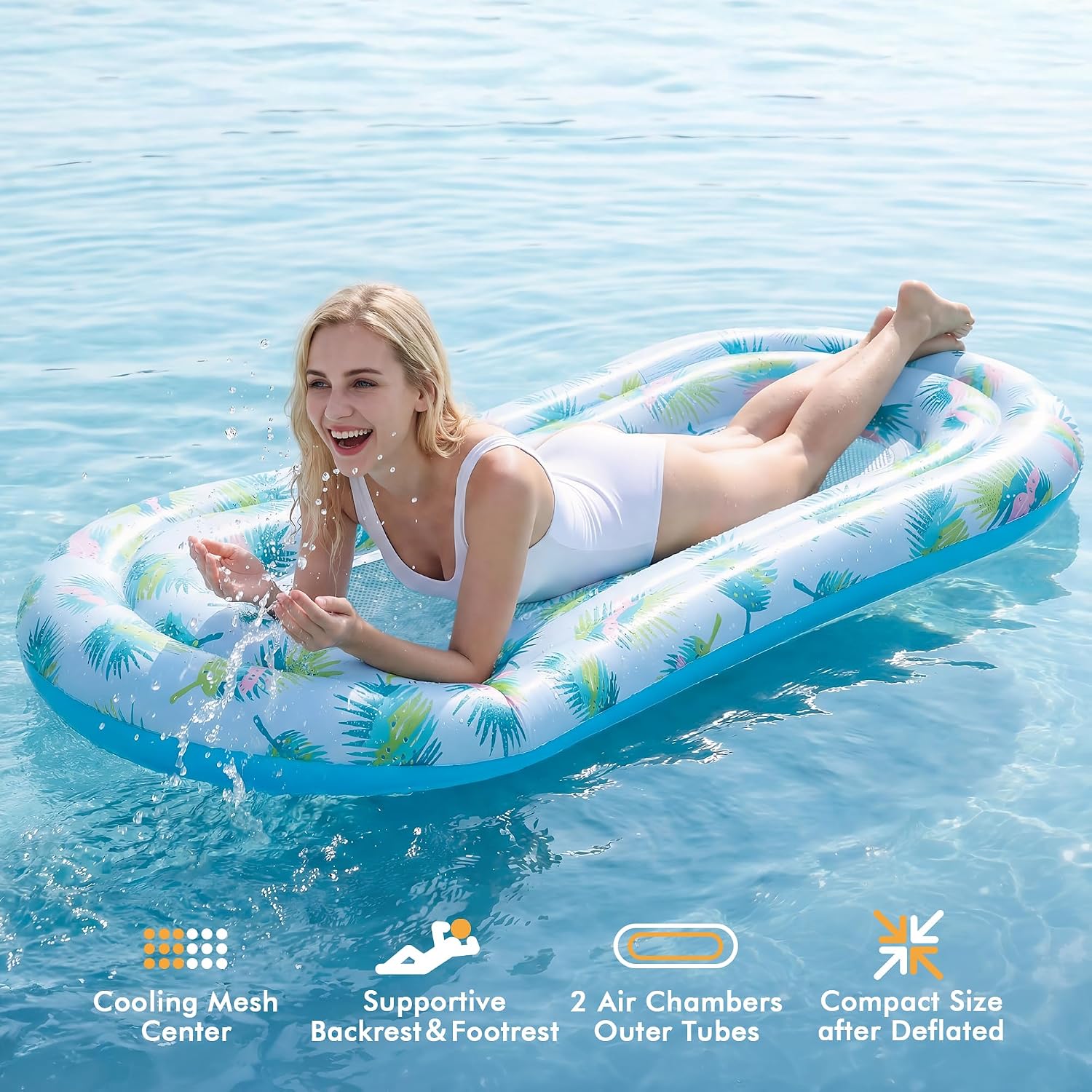 Detalle de Stonful Pool Floats Lounger 3 Pack: Compact, Cooling Mesh Pool Hammock for Adults