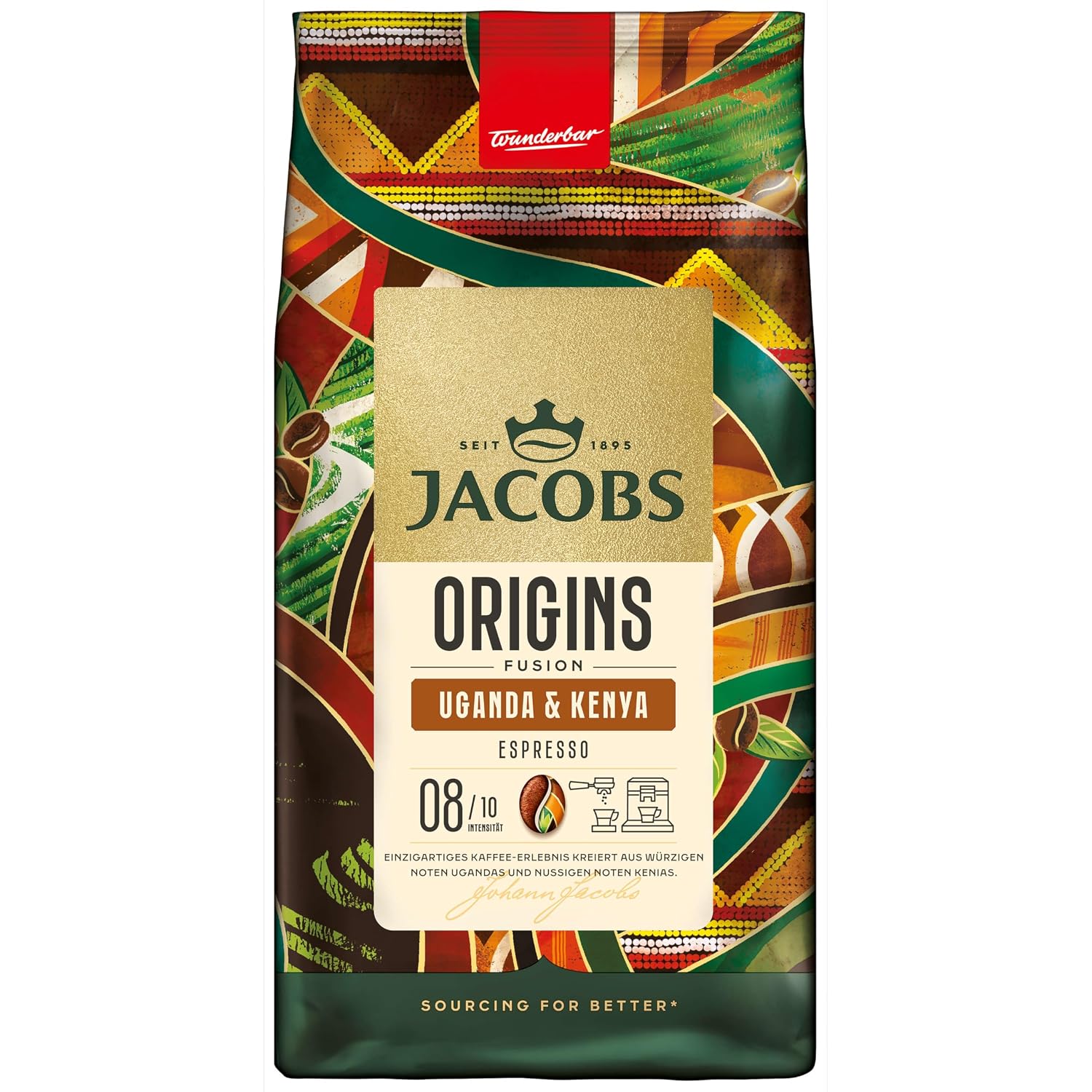 Detalle de Jacobs Kaffeebohnen Origins Uganda & Kenia – Vollmundiger Espresso, 1 kg