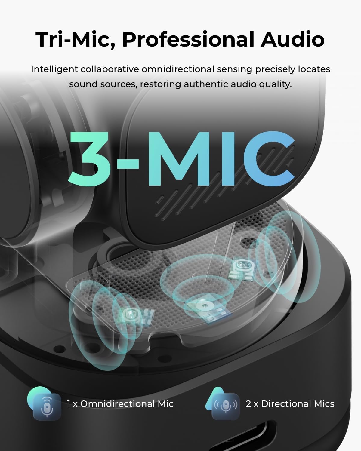 Thumbnail 3 de OBSBOT Tiny 3 Lite AI-Powered Spatial Audio 4K PTZ Webcam (4K, 120FPS, Tri-Mic, Voice Control)