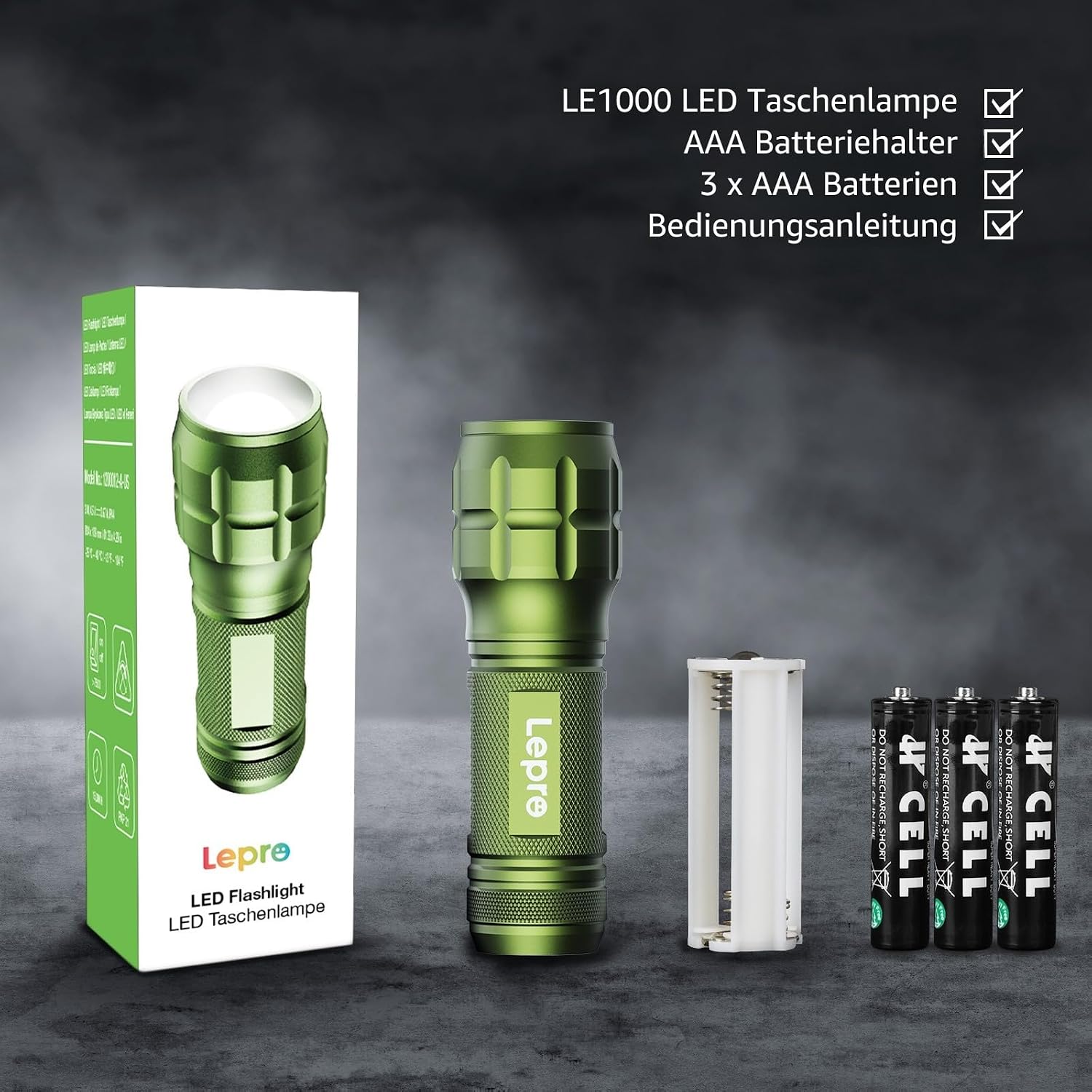 Thumbnail 5 de Lighting EVER LED Taschenlampe Klein mit Zoom – extrem hell, wasserdicht IPX4, für Kinder & Outdoor (Grün)
