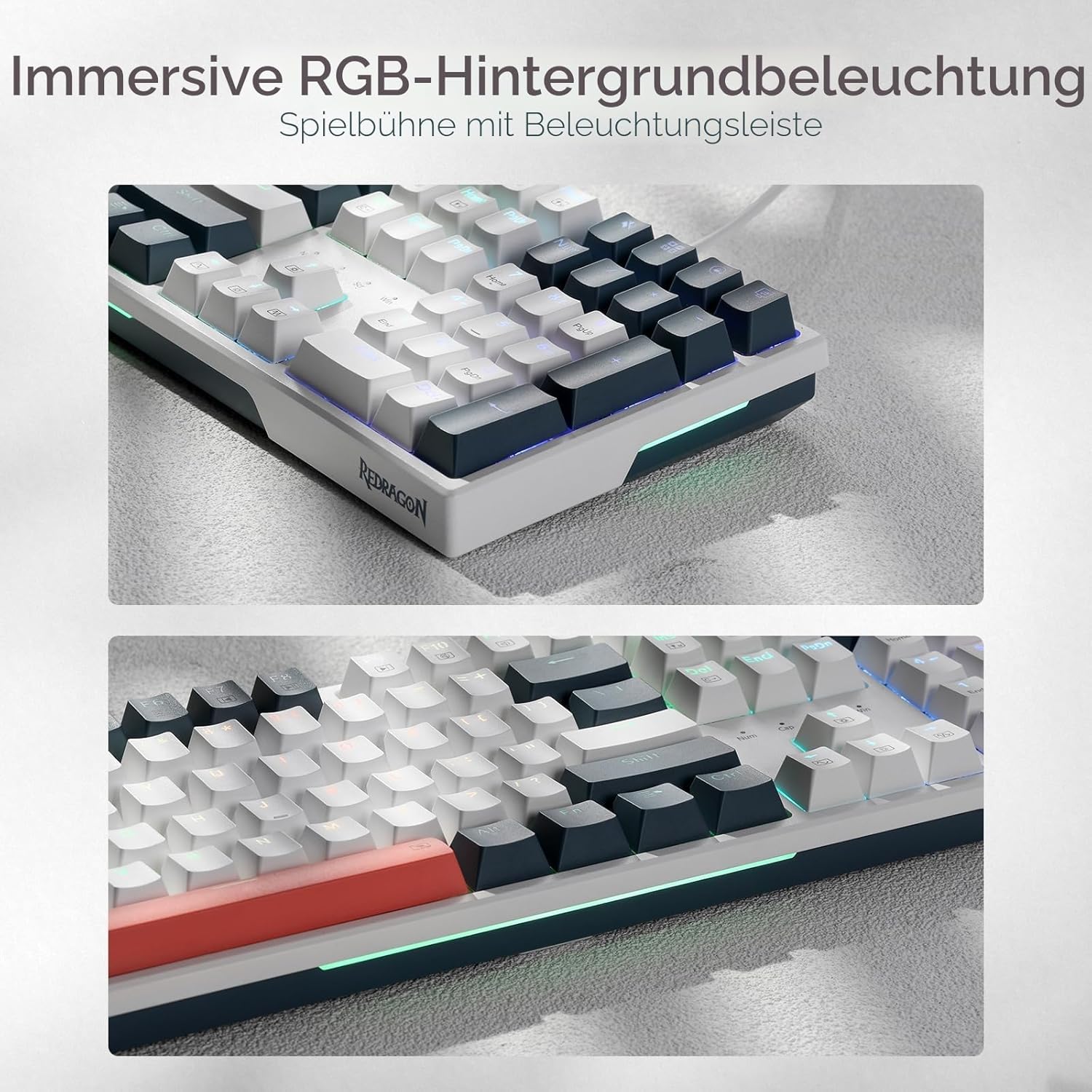 Thumbnail 2 de Redragon K668 RGB-Gaming-Tastatur – 104 Tasten, Hot-Swap-Rot, 4 Schnelltasten, 3,5 mm Schalldämmung